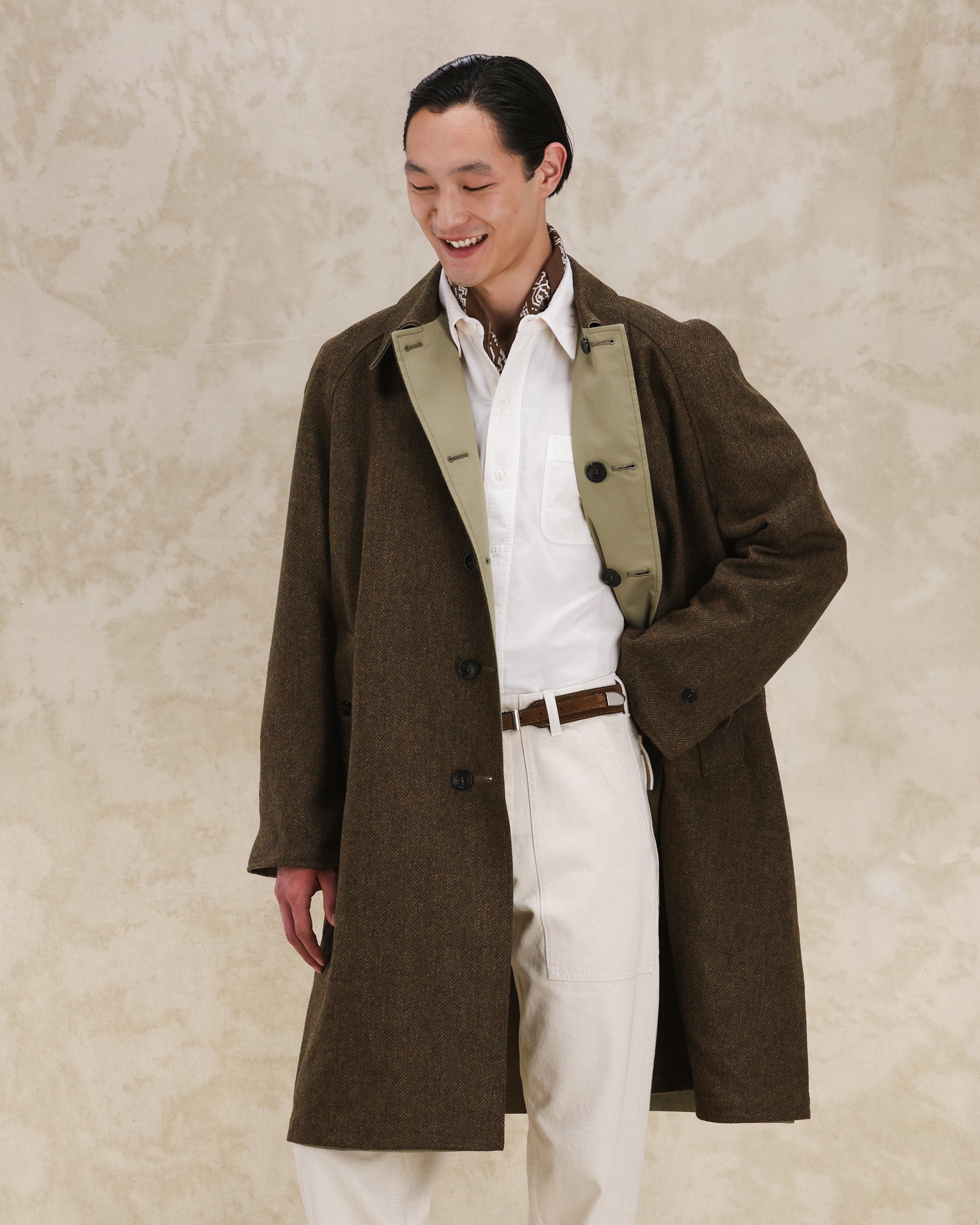 Stanford Herringbone Wool Double-Faced Single-breasted Coat