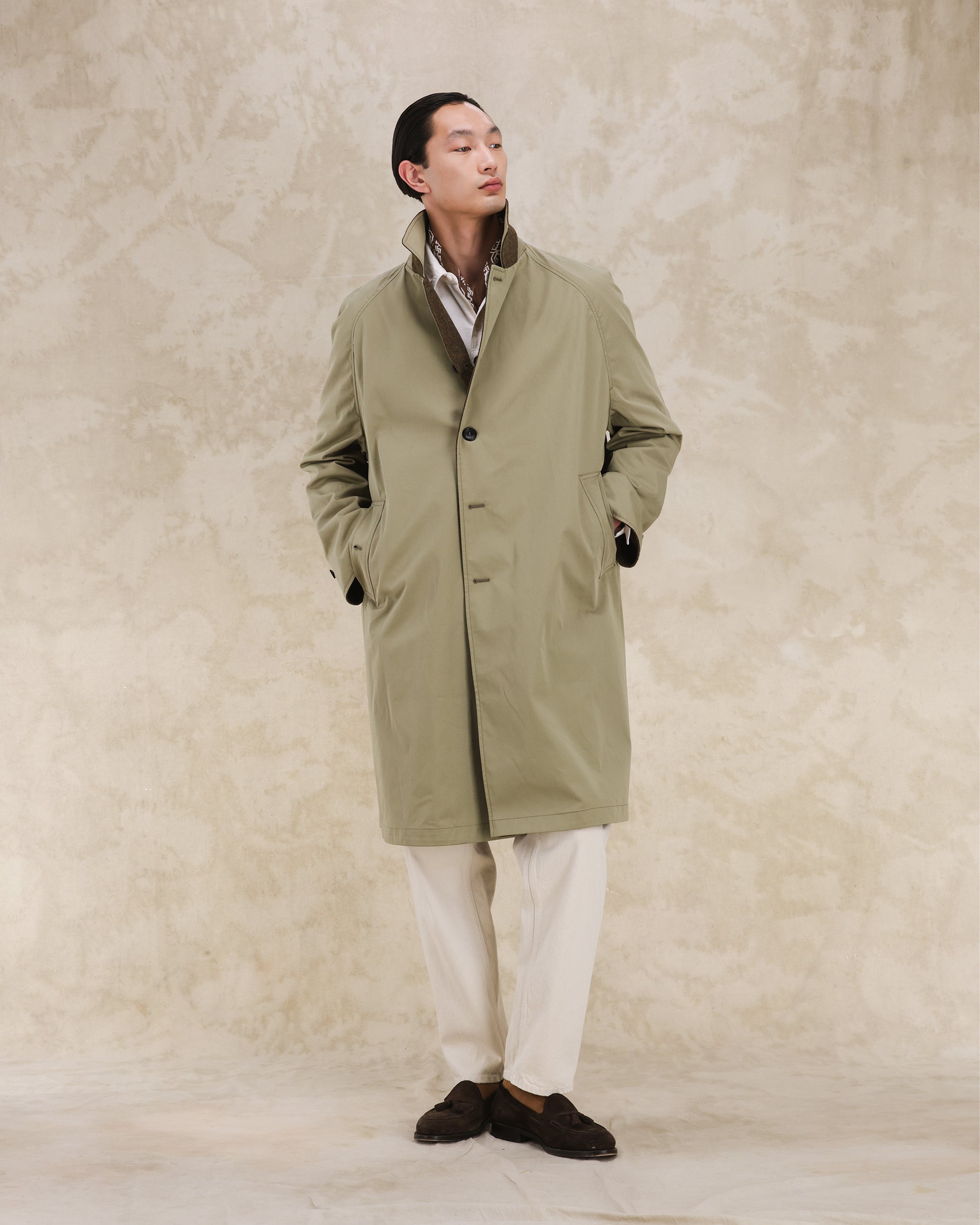 Stanford Herringbone Wool Double-Faced Single-breasted Coat