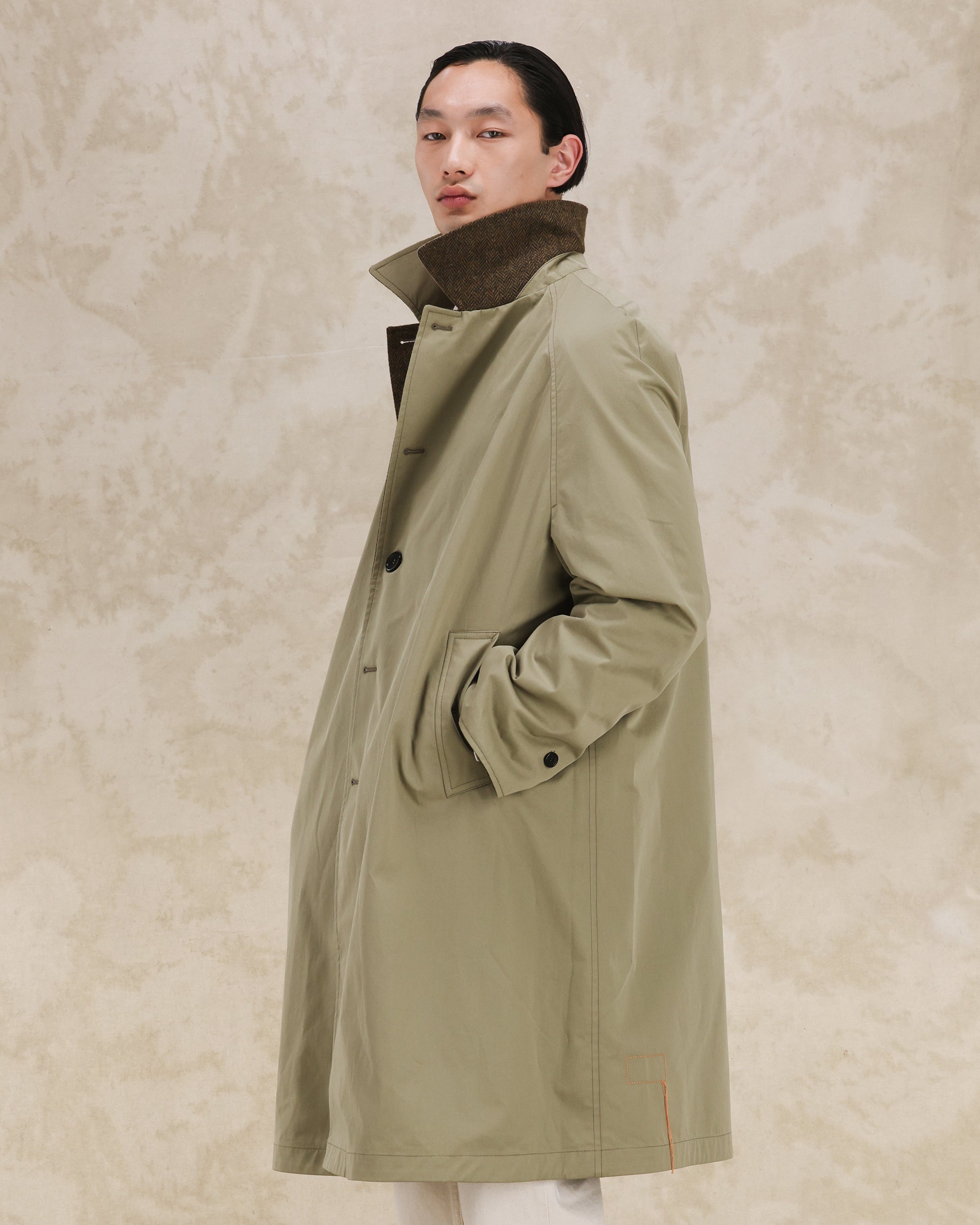 Stanford Herringbone Wool Double-Faced Single-breasted Coat