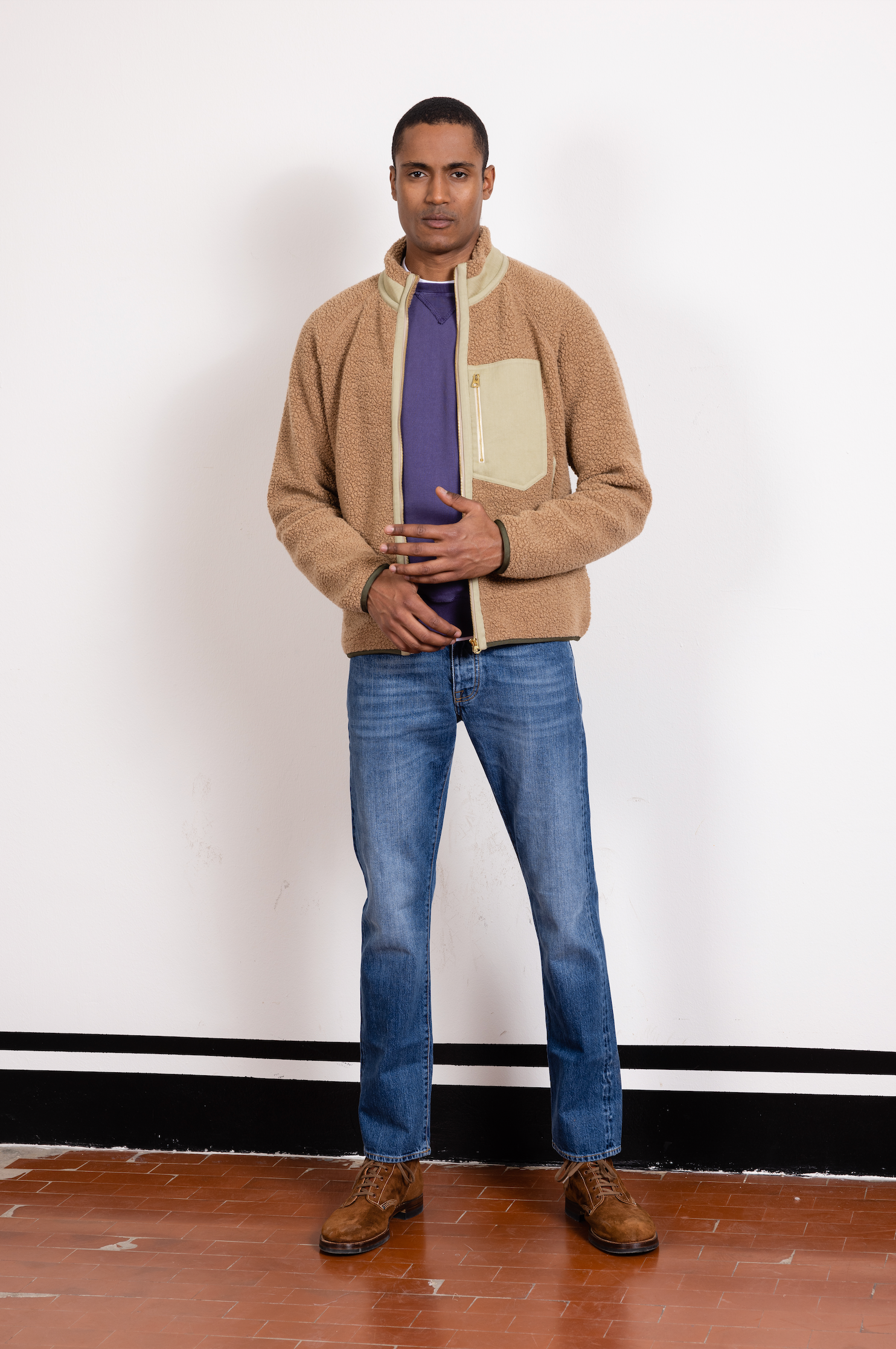 911 Superjohn Japan Denim Cimosato 5 Tasche a Vita Alta Stone Wash