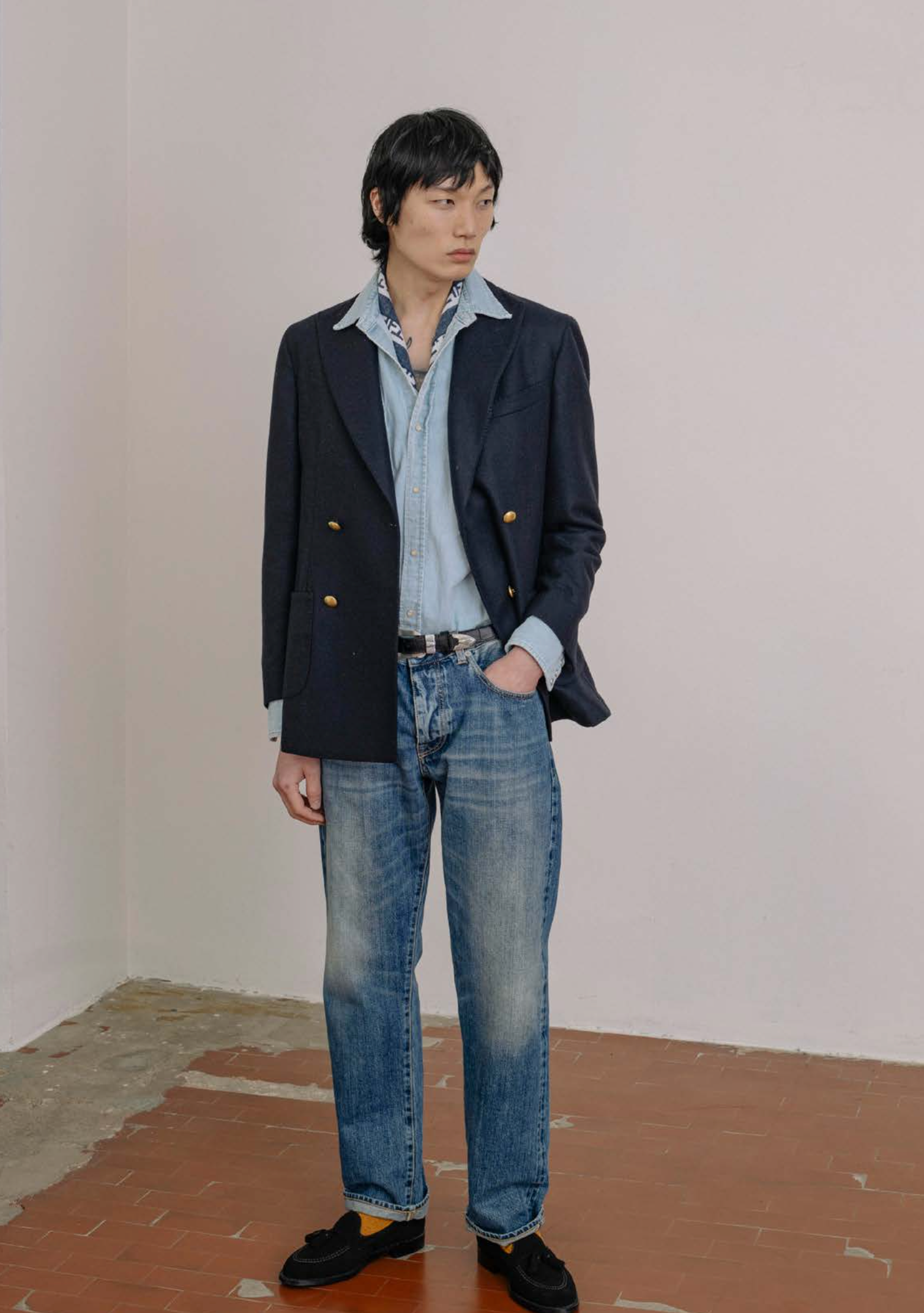 911 Superjohn Japan Denim Selvedge 5-pocket High-waisted Stone Wash