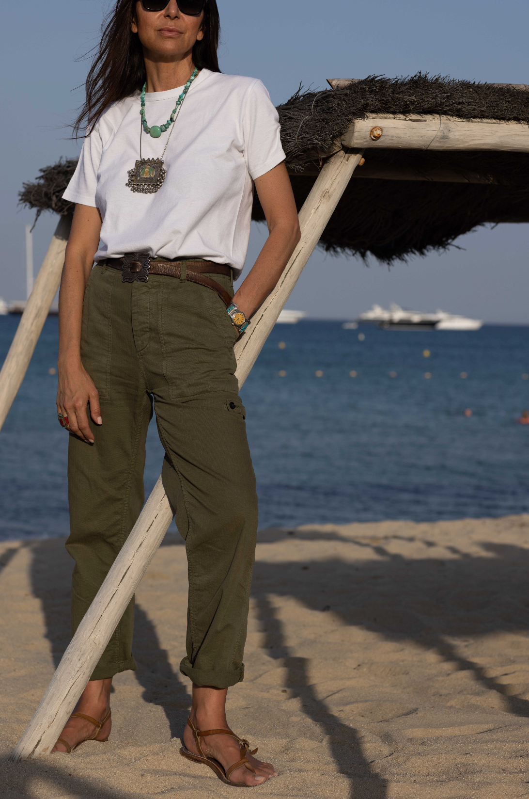 Jerryt Pantaloni Fatigue In Herringbone Di Cotone