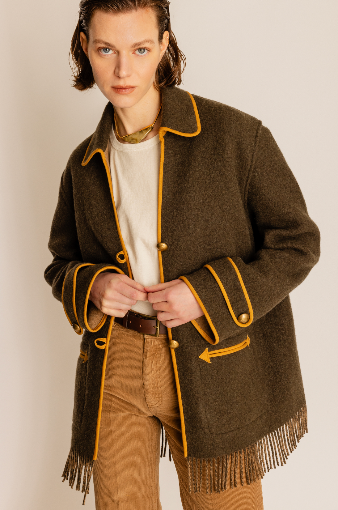 Danika Cappotto In Lana Con Frange