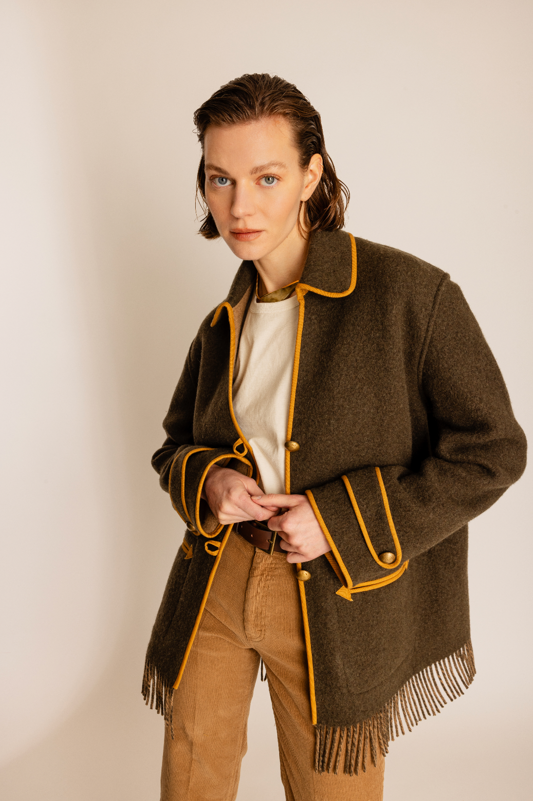 Danika Cappotto In Lana Con Frange