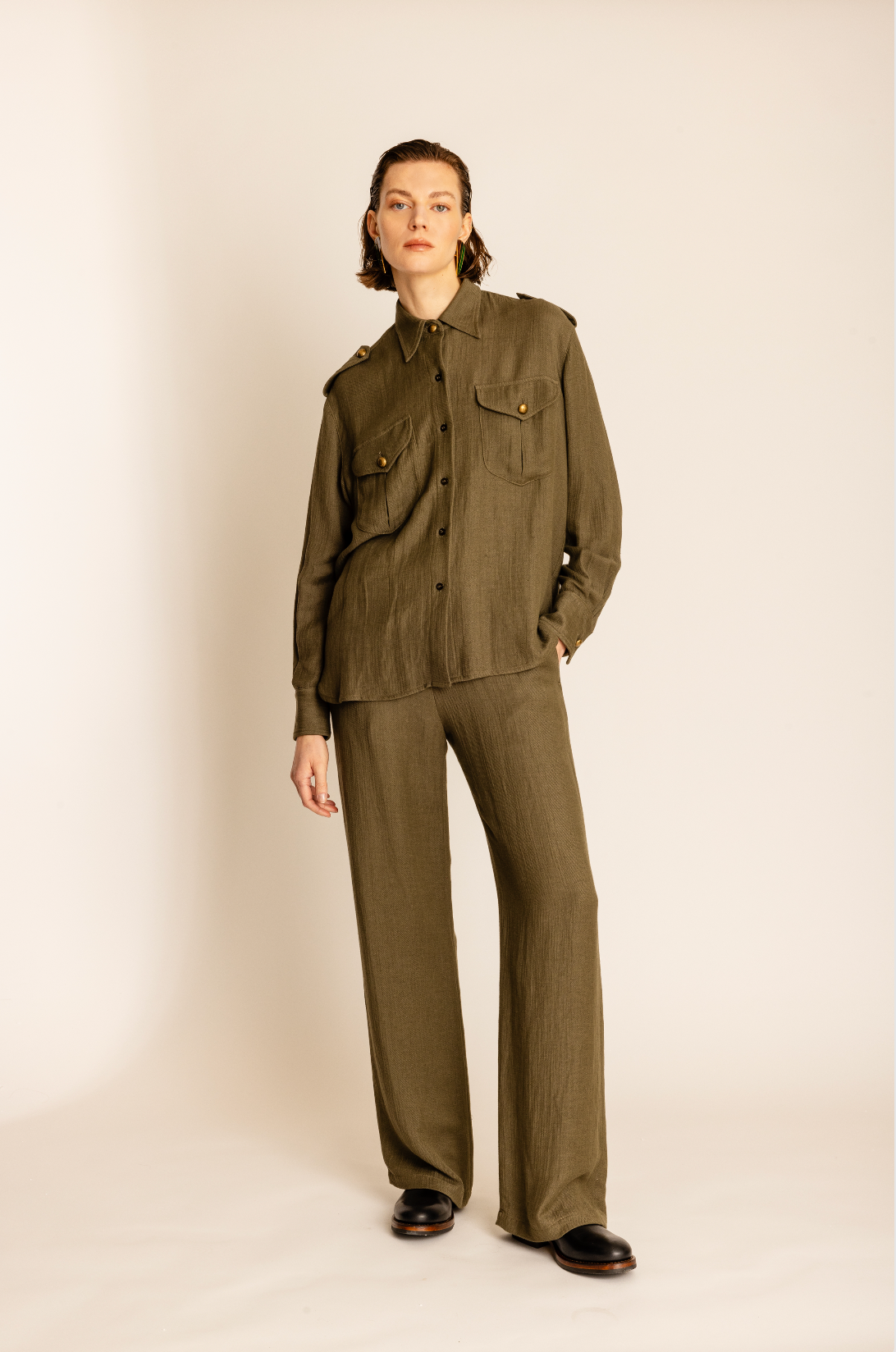 Luke Camicia Sahariana In Lino E Viscosa