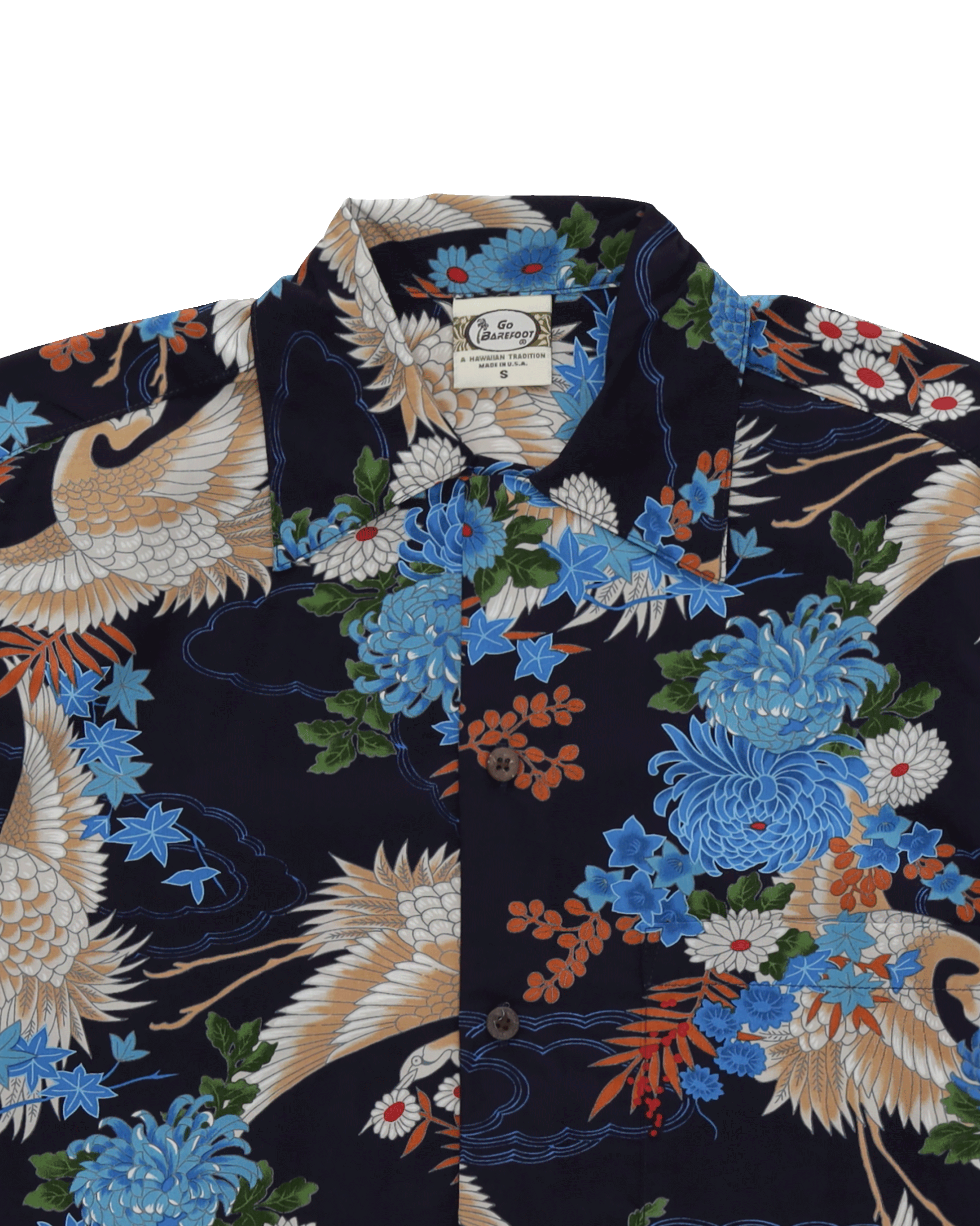 Tsuru Camicia Con Stampa in Cotone a Maniche Corte