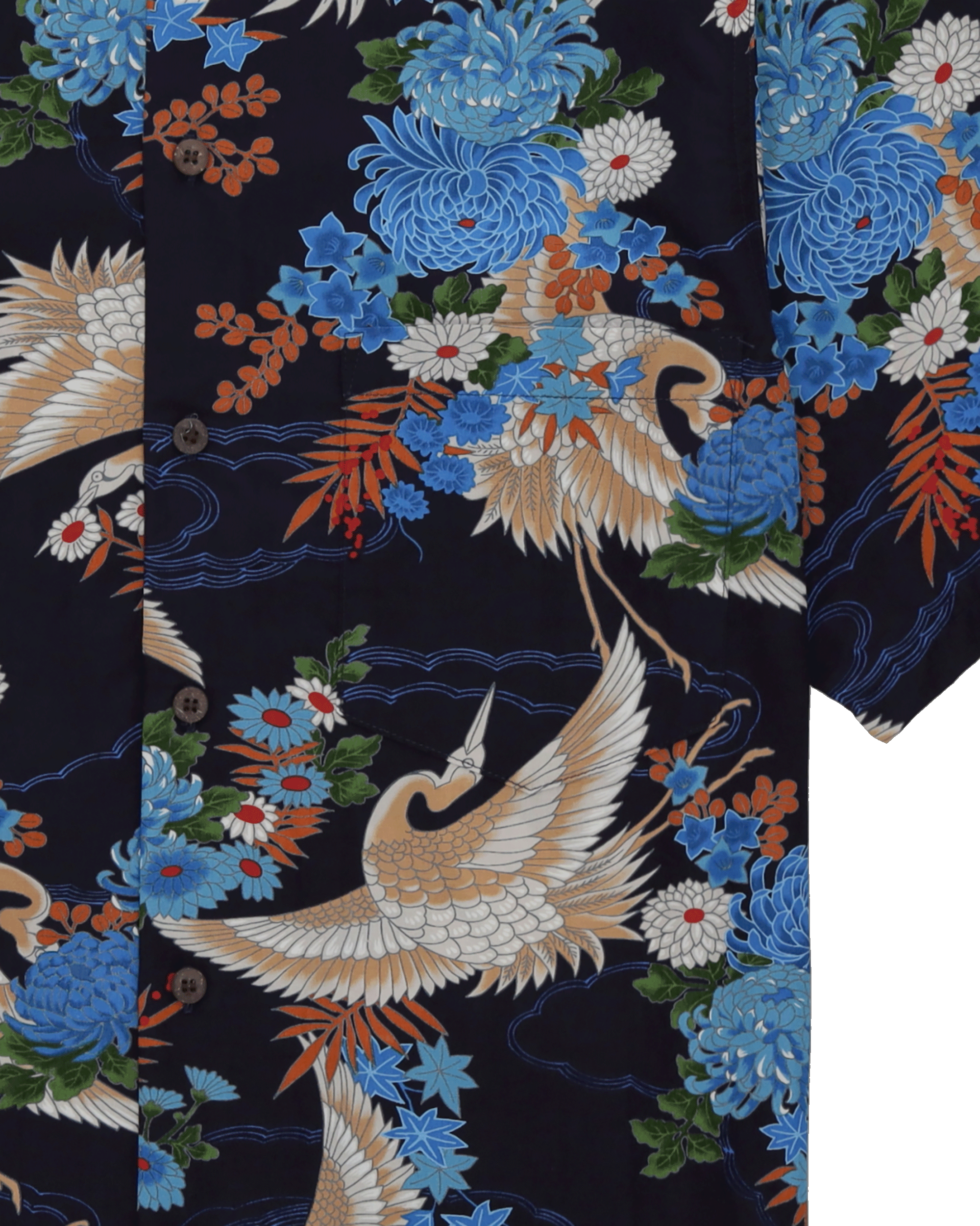 Tsuru Camicia Con Stampa in Cotone a Maniche Corte