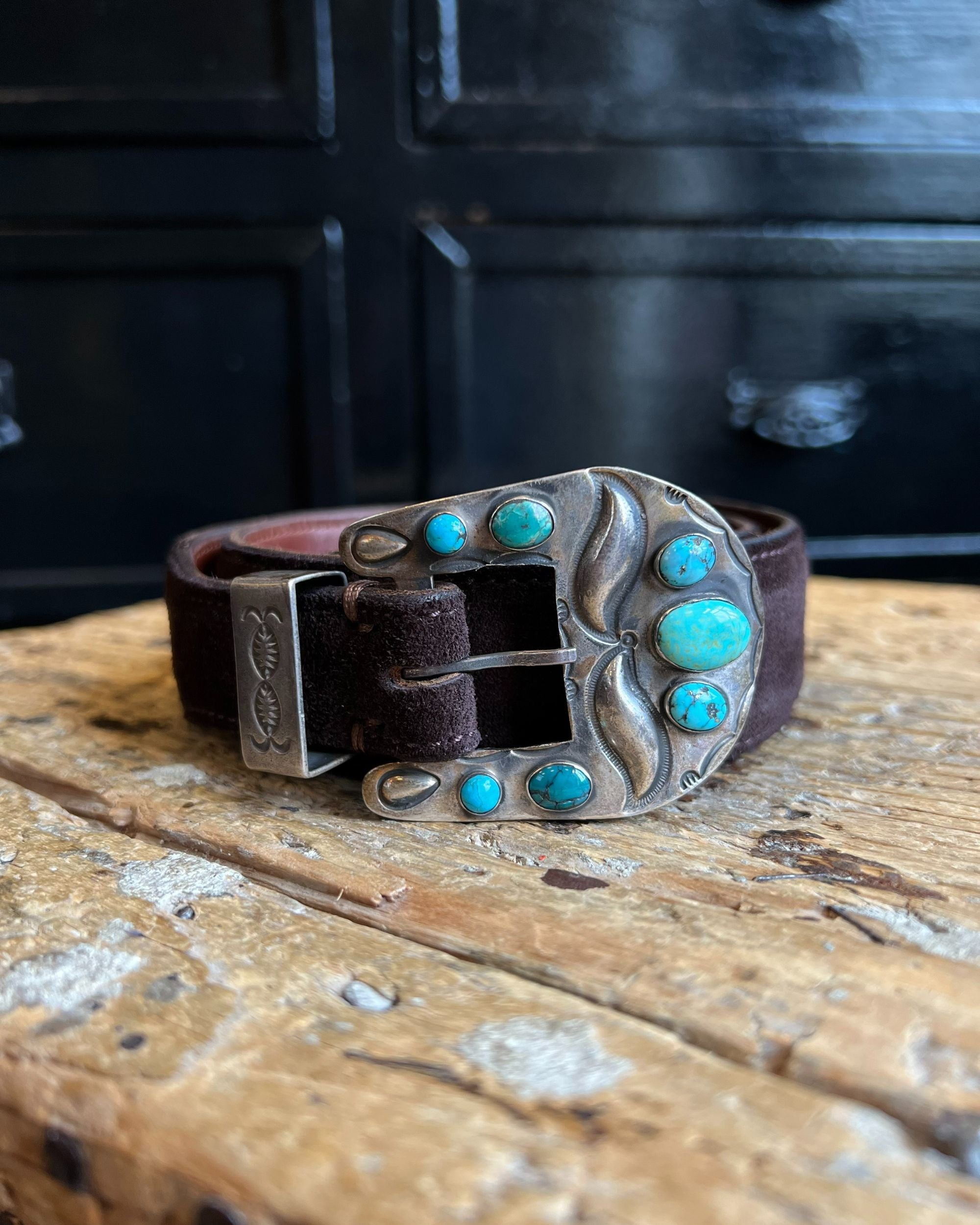 Turquoise Cintura in Pelle con Turchesi