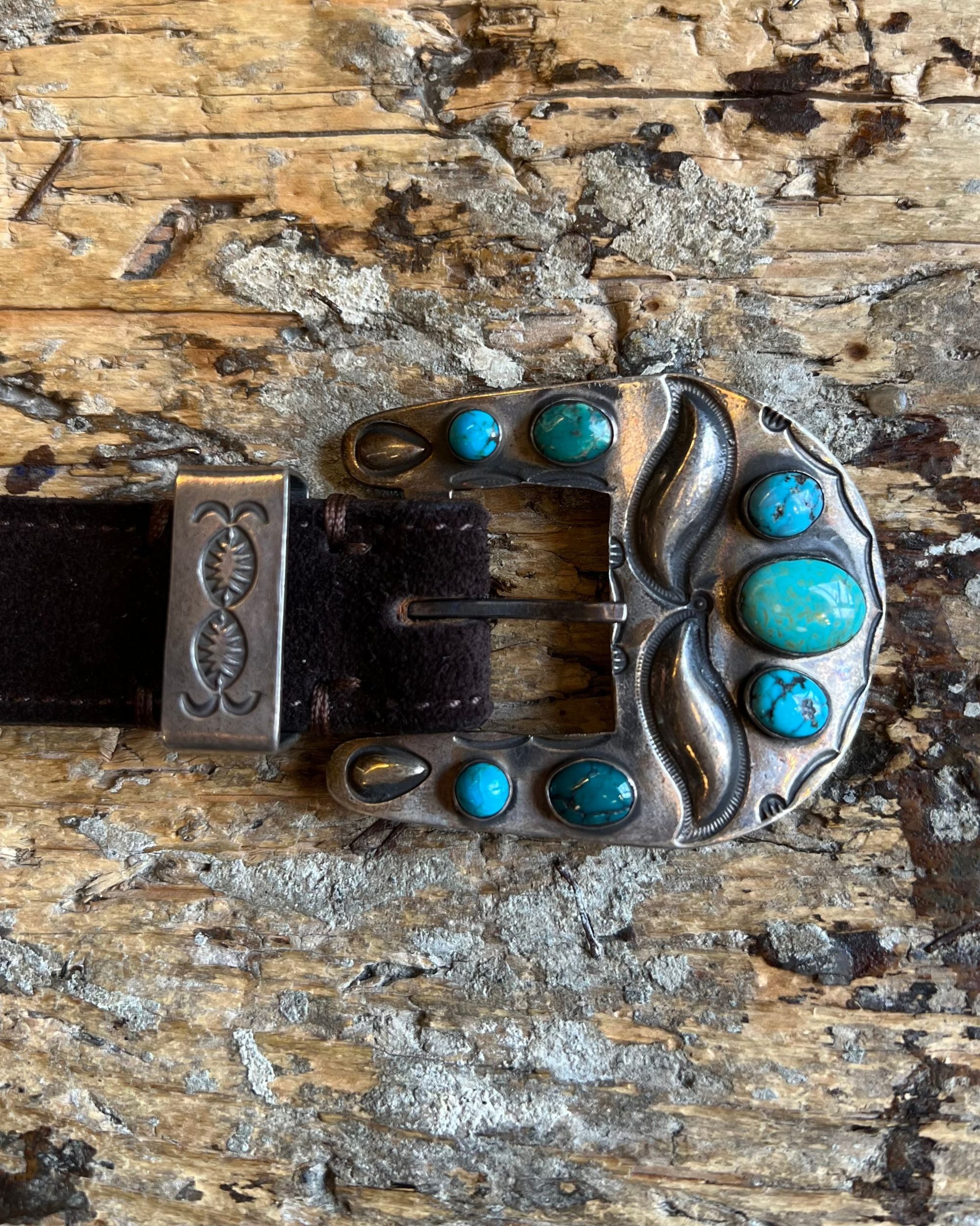 Turquoise Cintura in Pelle con Turchesi