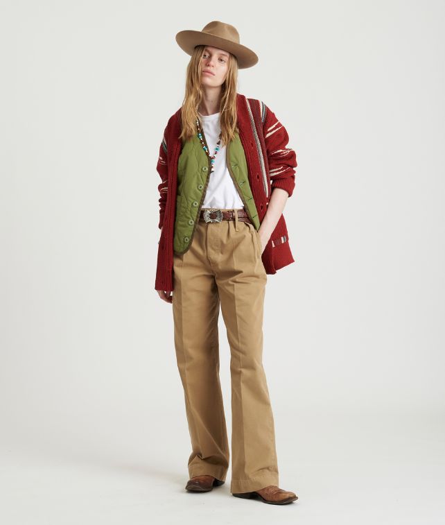 Alma Pantaloni in Canvas di Cotone Pesante