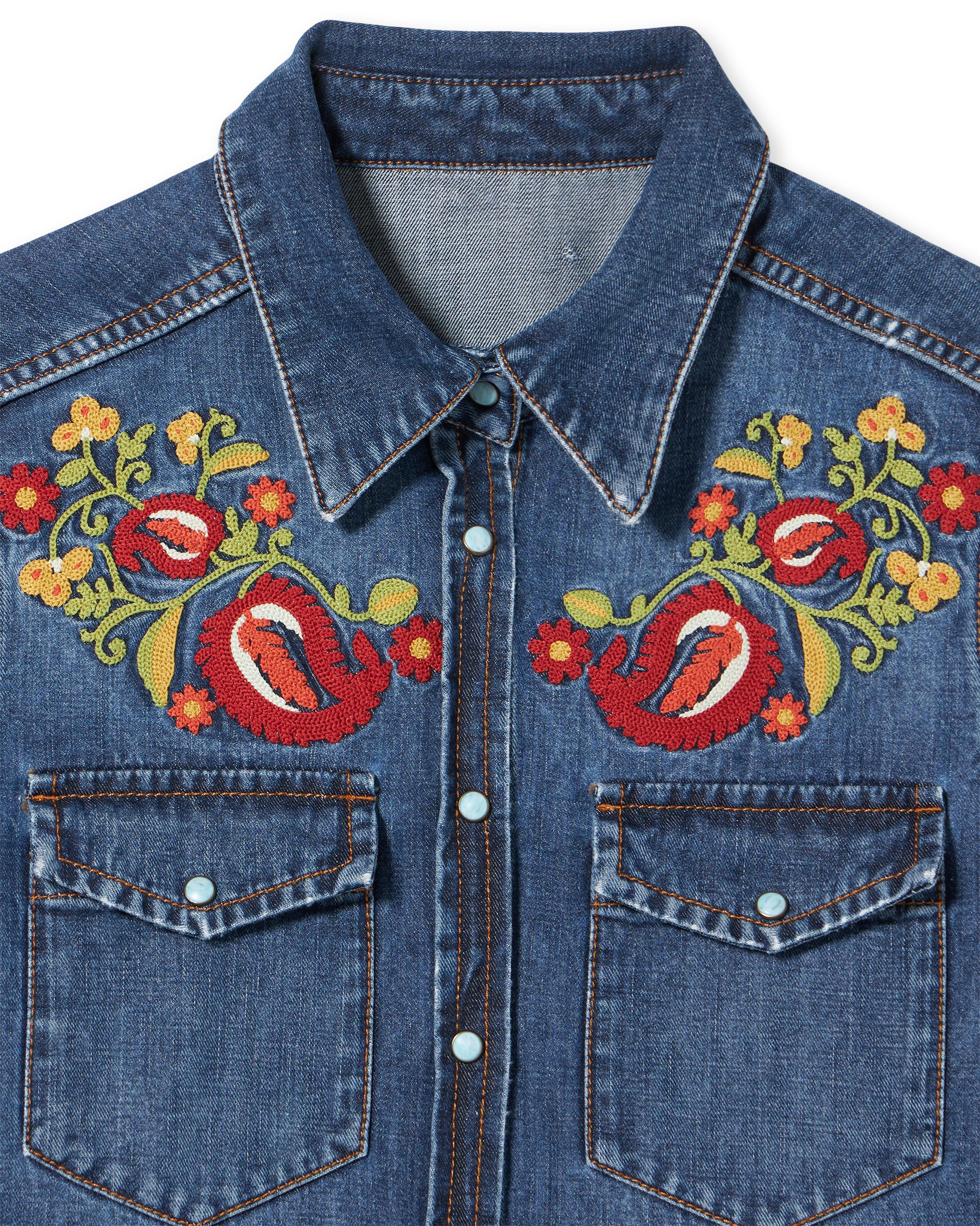 Brigitter Camicia Ricamata In Denim