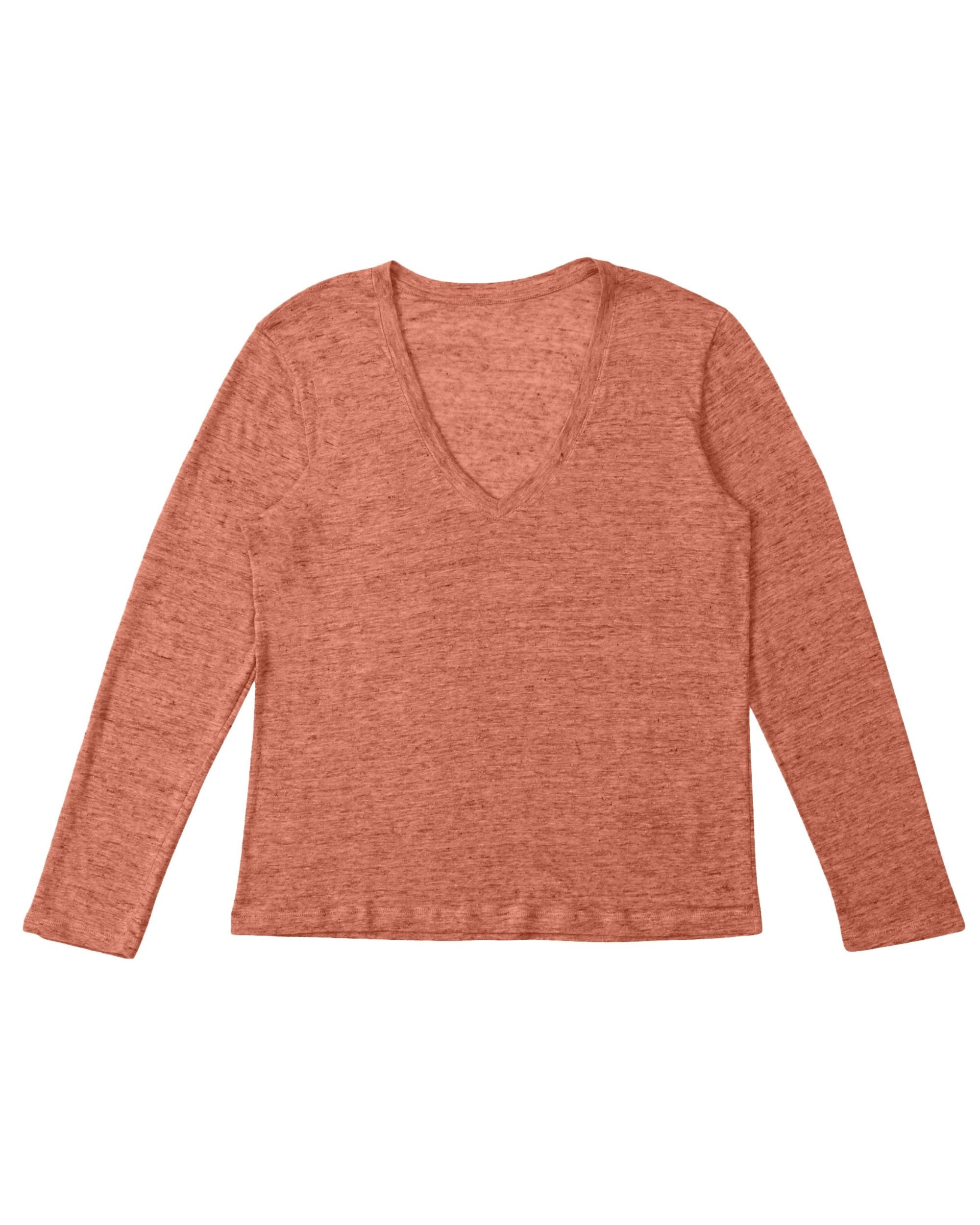 Cara T-Shirt Manica Lunga in Lino Melange