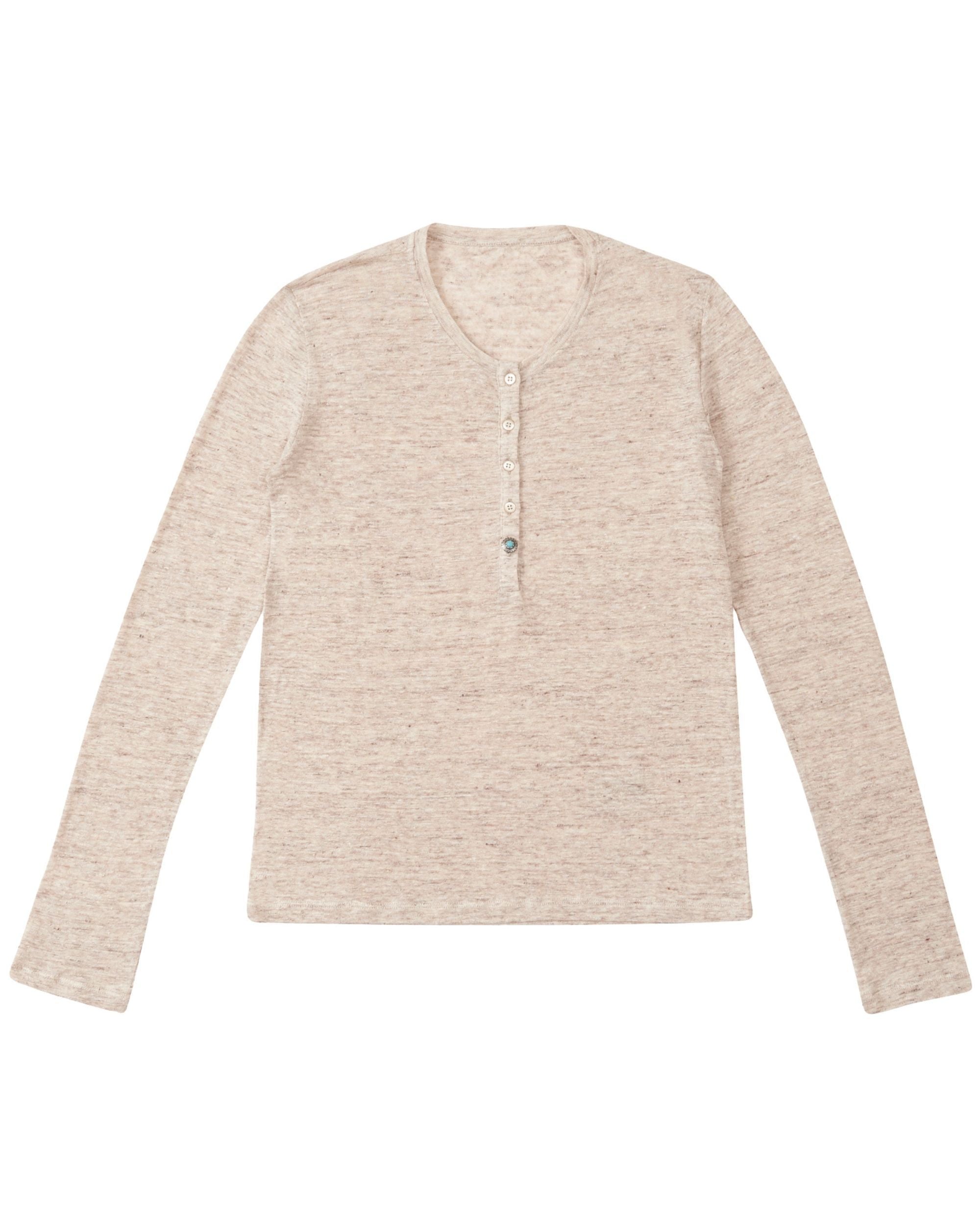 Coralie T-Shirt Serafino in Lino Melange