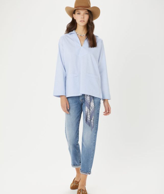 Gul Camicia in Cotone Oxford Scollata