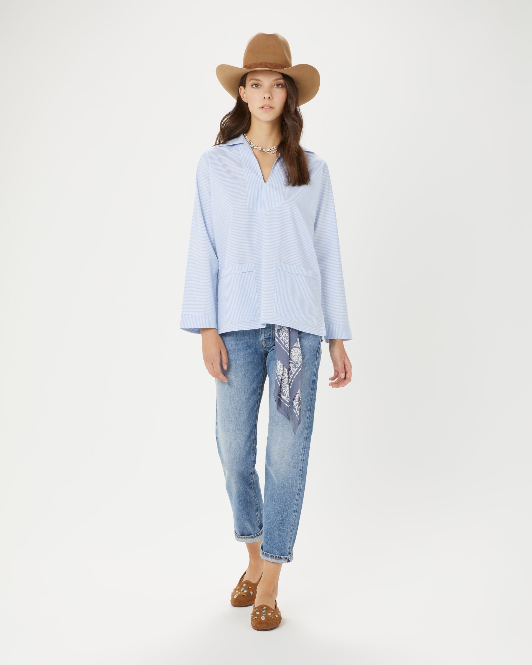 Gul Camicia in Cotone Oxford Scollata