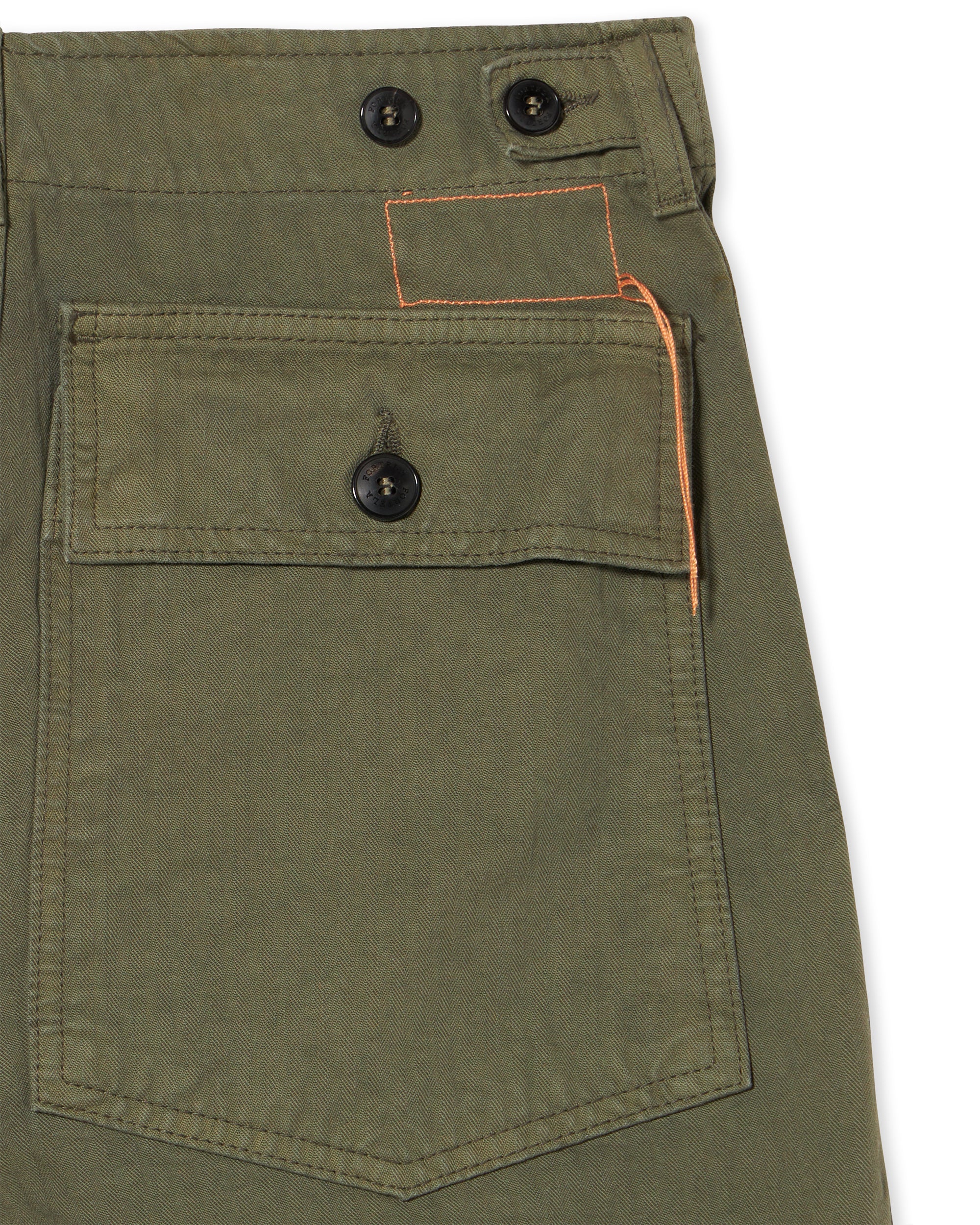 Jacey Pantaloni Fatigue in Herringbone di Cotone con Patch a Quadri