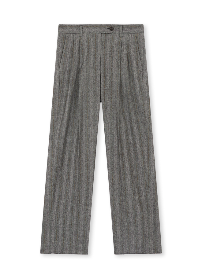 Jem Pantaloni Con Pences in Fresco Lana Gessato