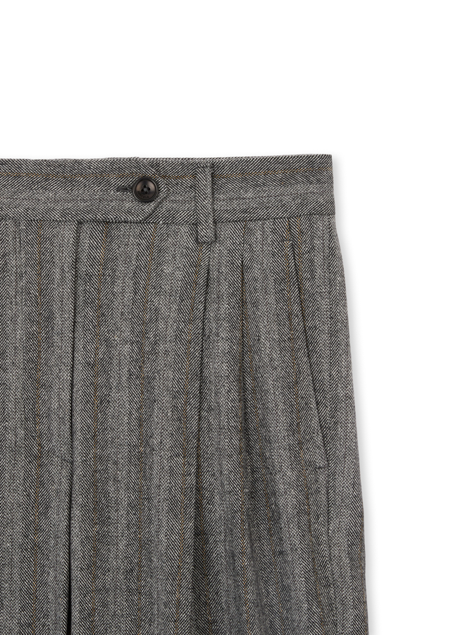 Jem Pantaloni Con Pences in Fresco Lana Gessato