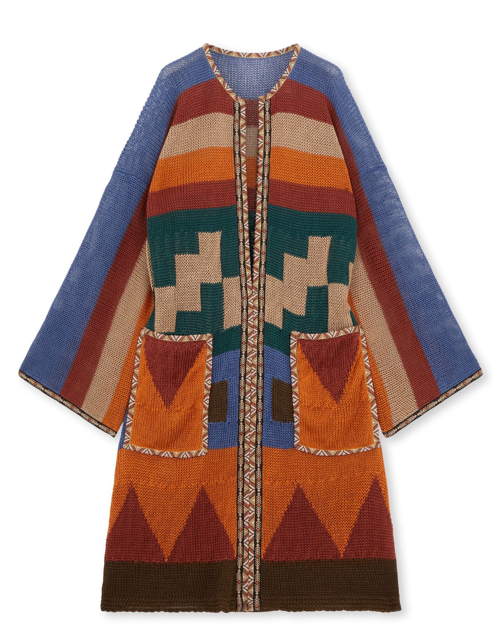 Lara Maxi Cardigan Multicolor In Maglia Di Lino