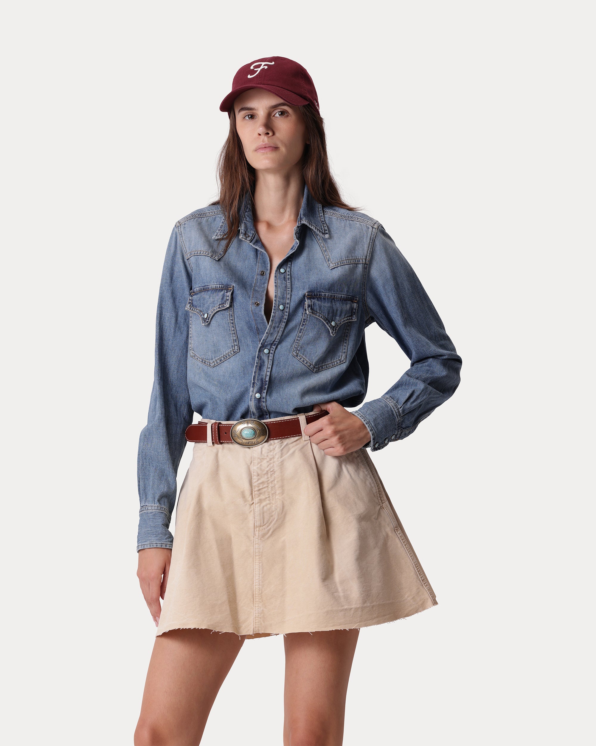 Ntex Denim Western Shirt Stone Wash