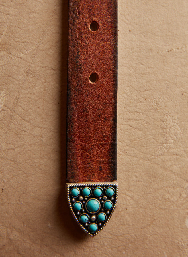 Thelma Cintura In Cuoio Con Borchie Turchesi
