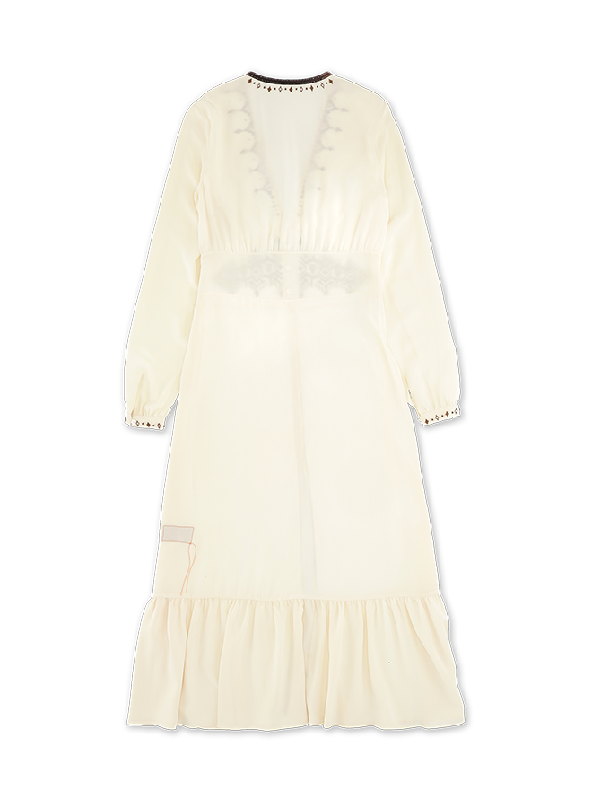 Ada Abito Ricamato In Creponne Di Seta