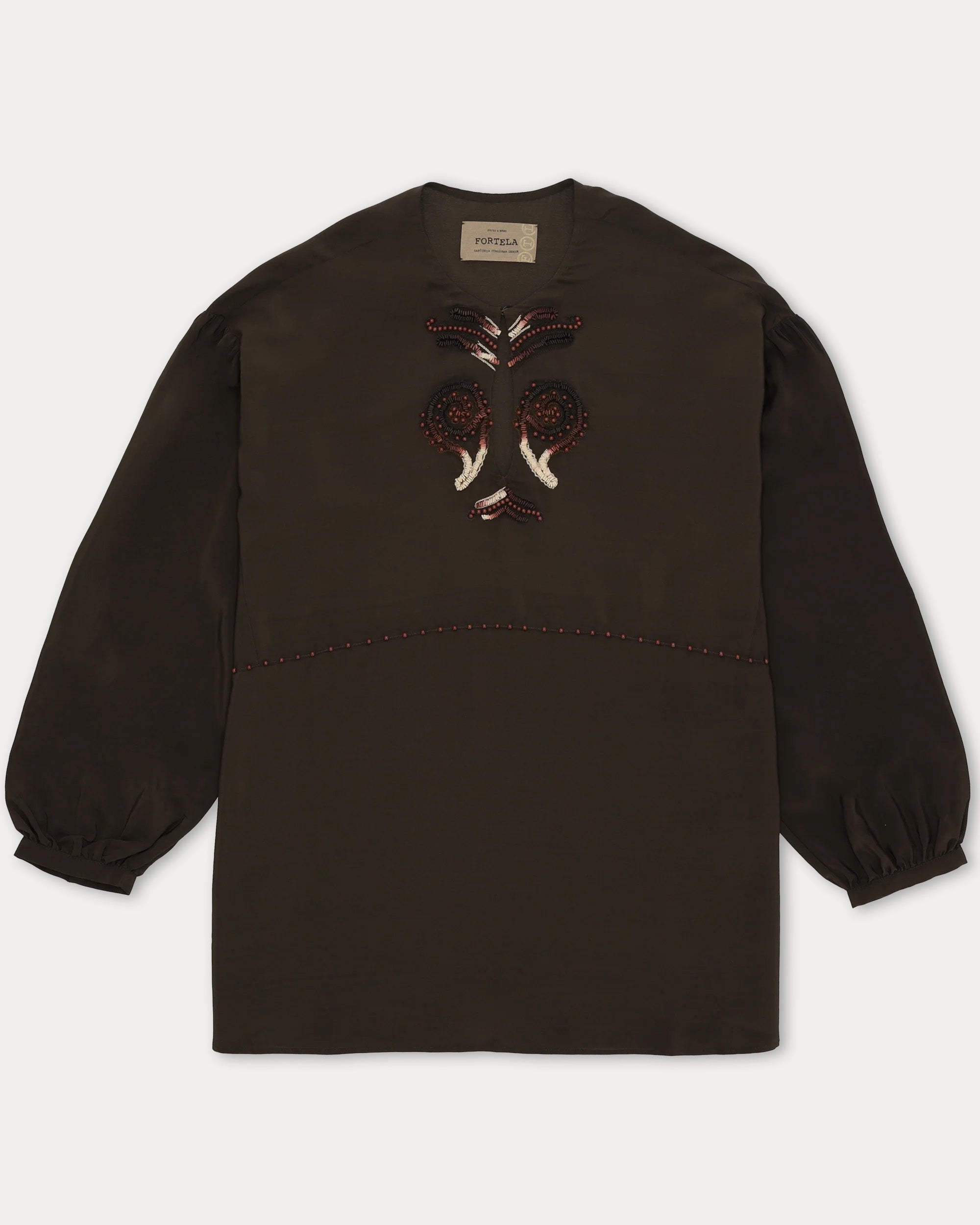 Allegras Embroidered Silk Crepe Blouse