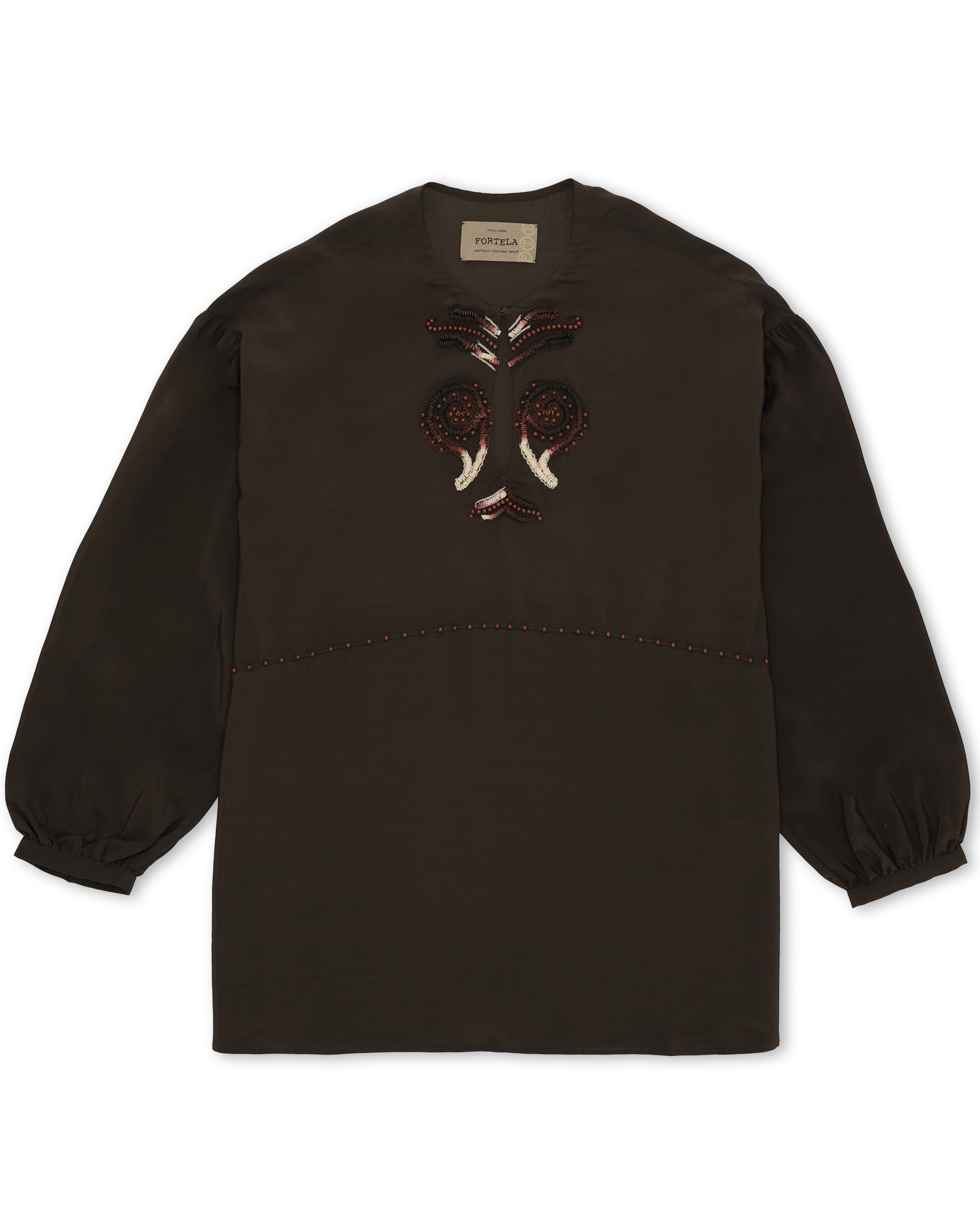 Allegras Blusa Ricamata in Crepe di Seta