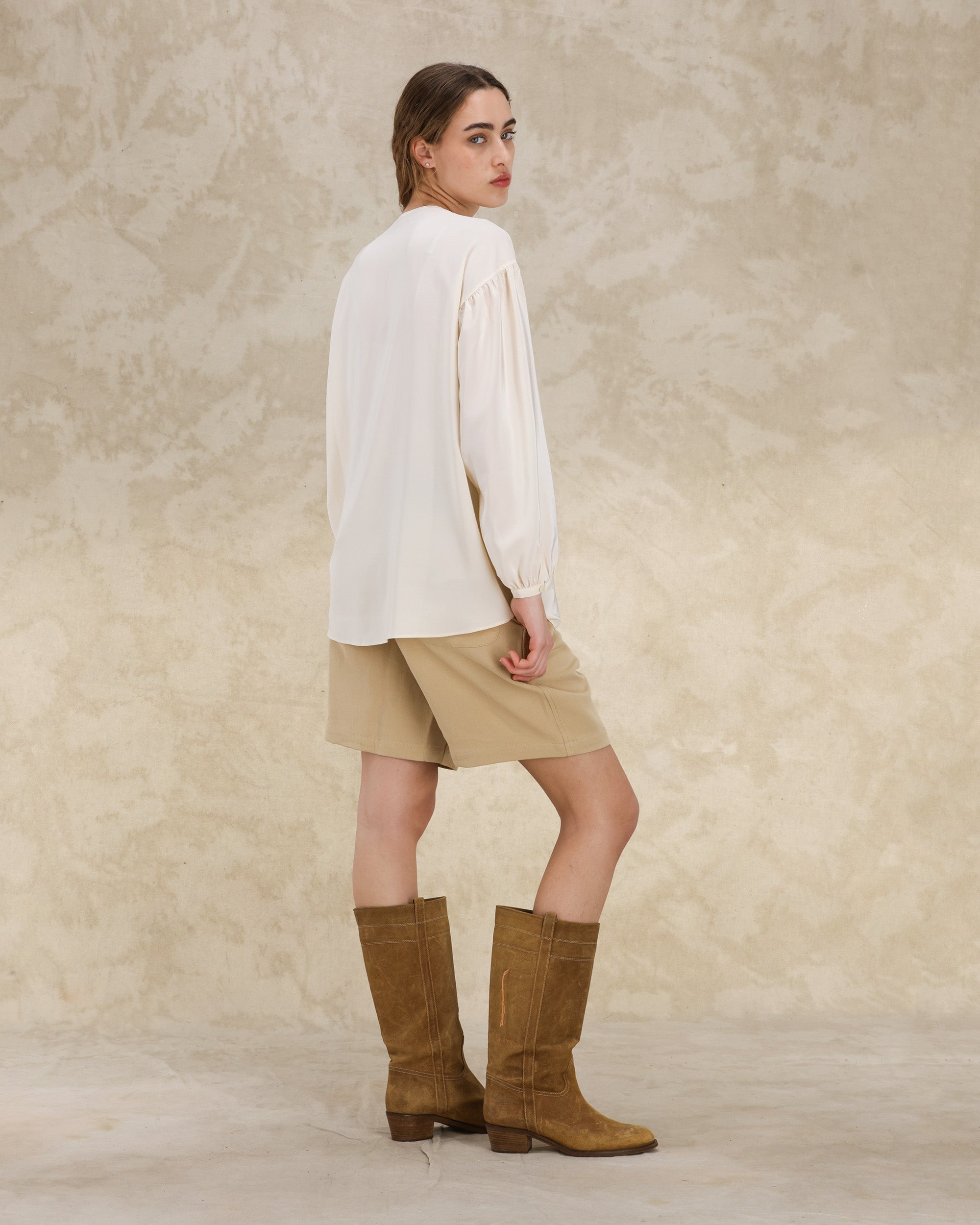 Allegras Embroidered Silk Crepe Blouse