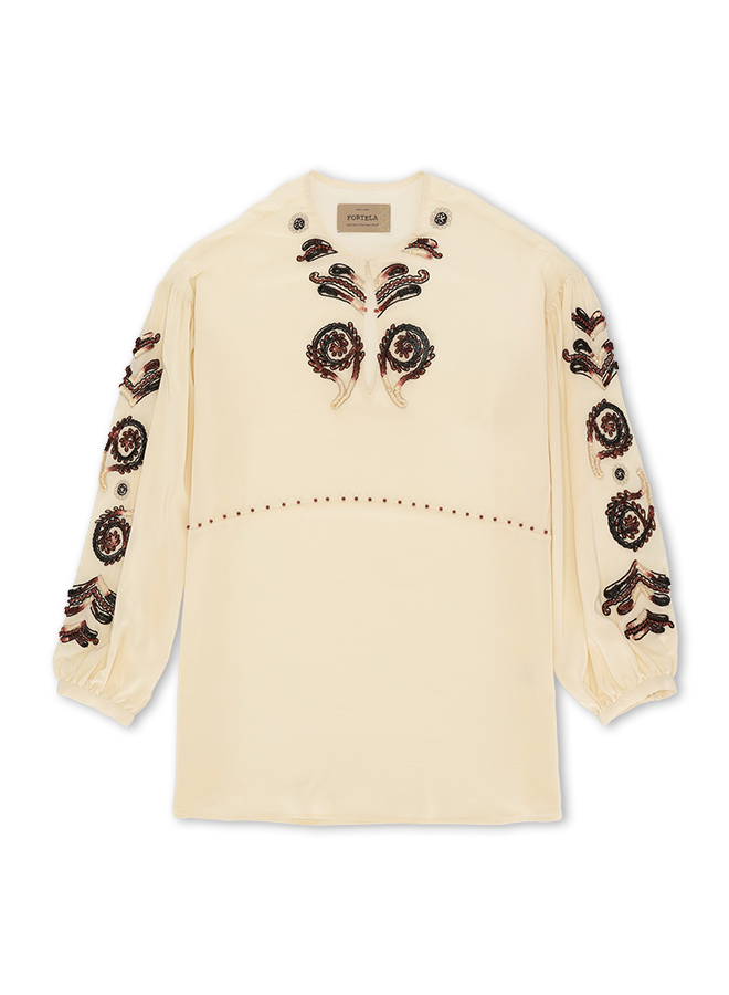 Allegra Camicia Ricamata In Seta