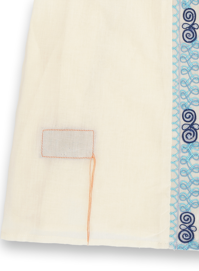 Arsia Caftano Ricamato in Mussola di Cotone