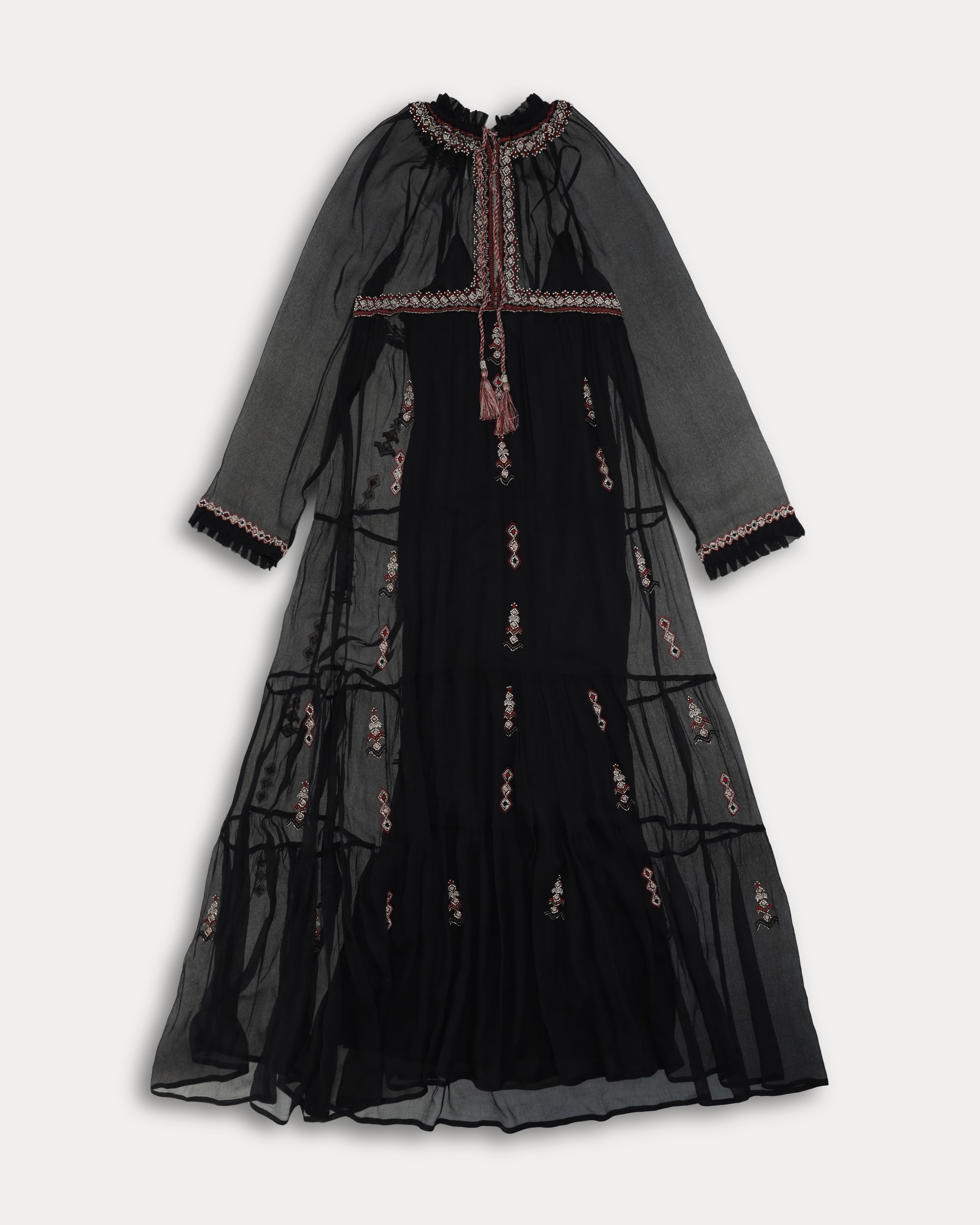 Arsia Embroidered Silk Chiffon Dress