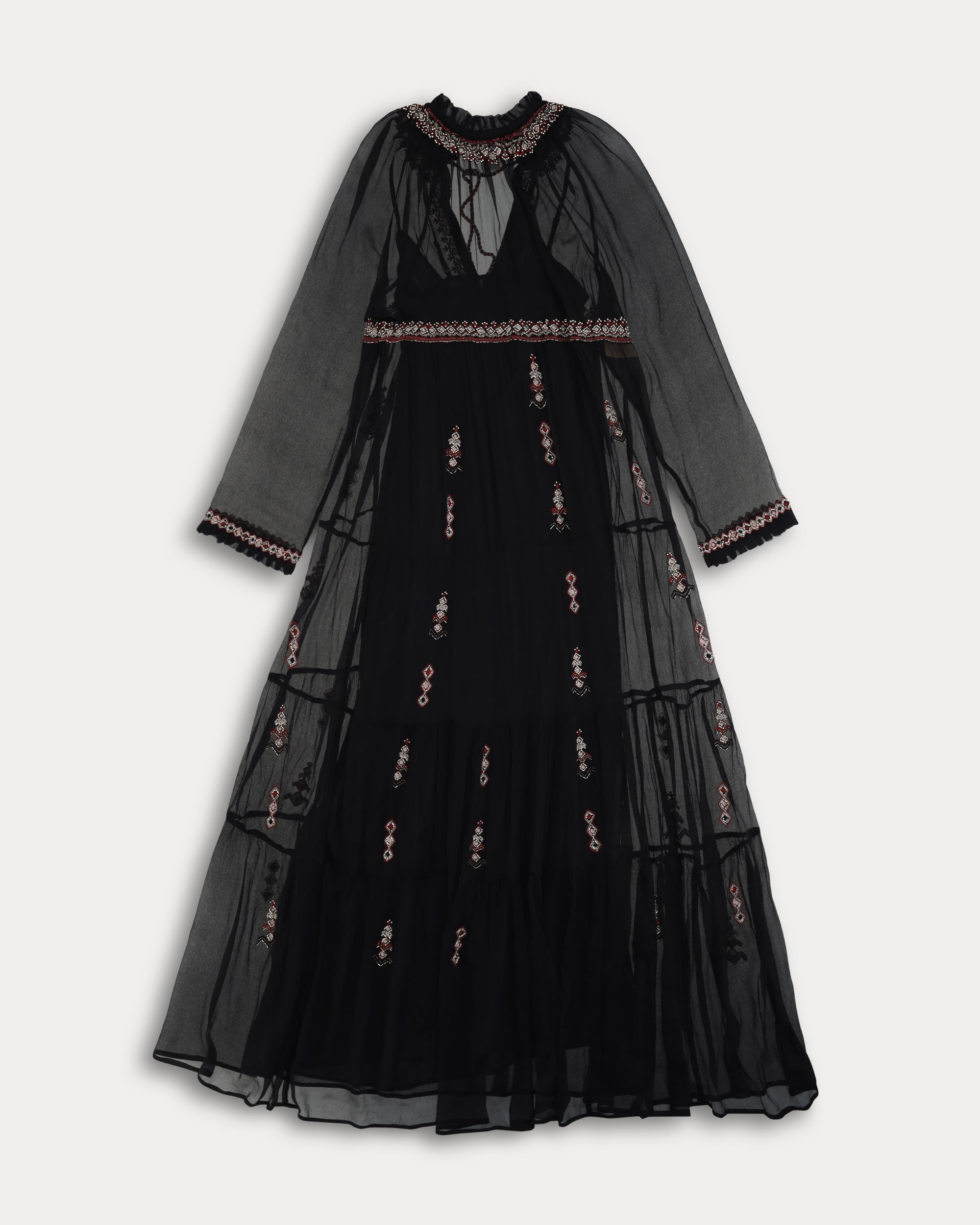 Arsia Embroidered Silk Chiffon Dress