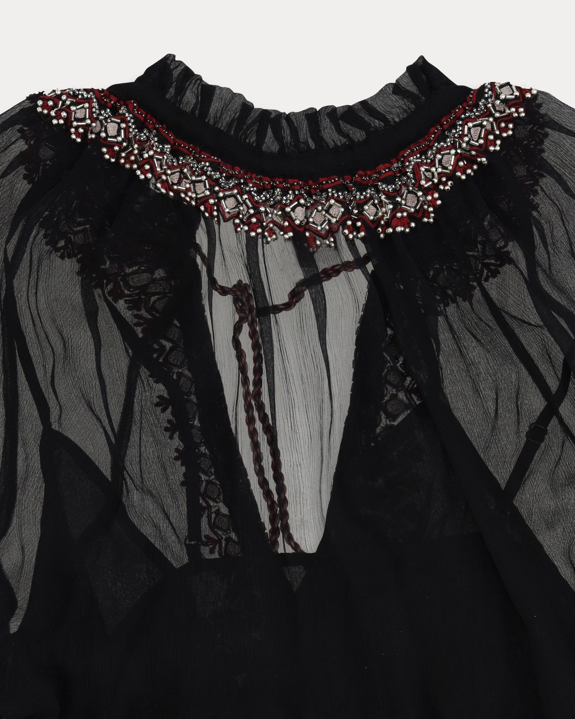 Arsia Embroidered Silk Chiffon Dress