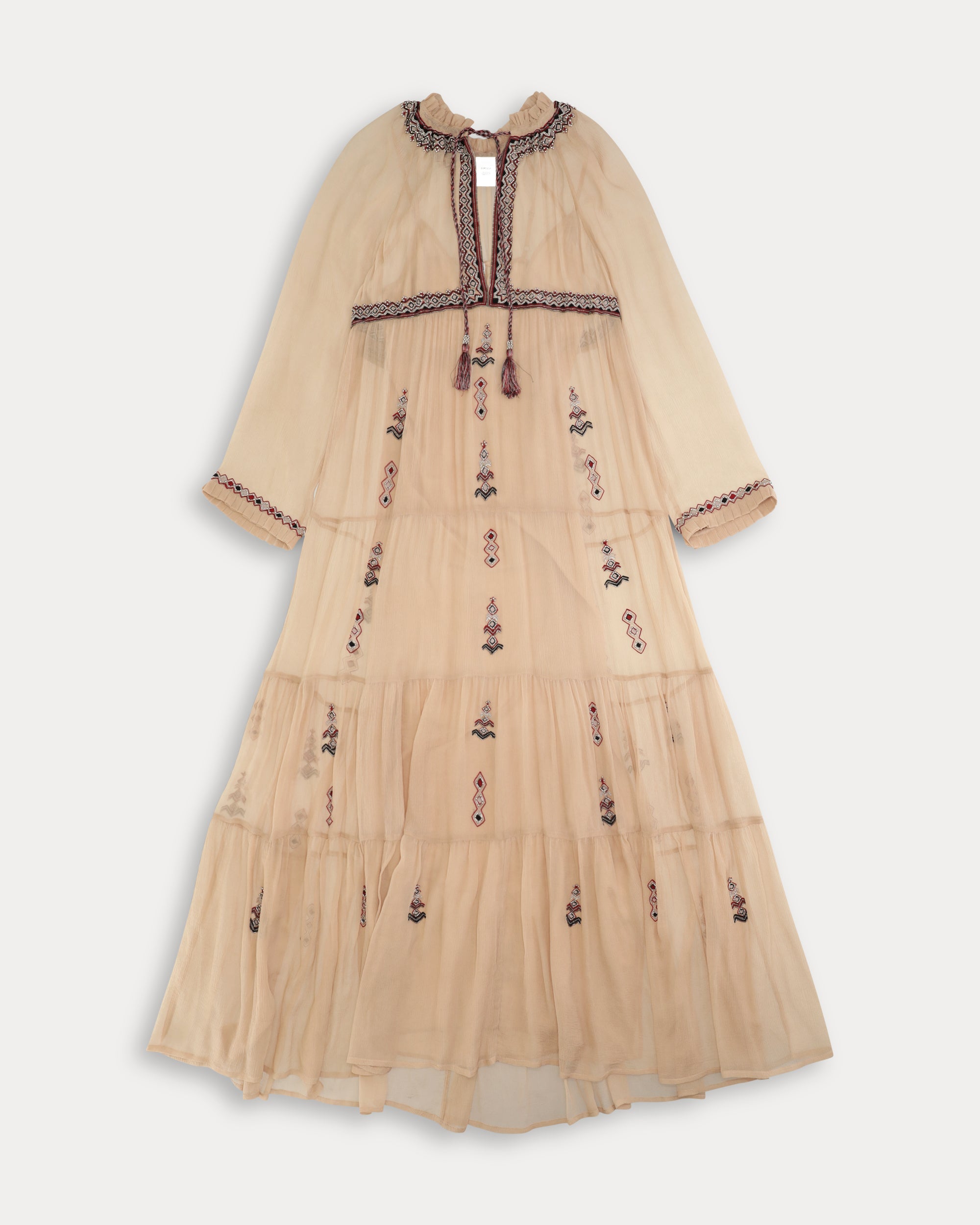 Arsia Embroidered Silk Chiffon Dress