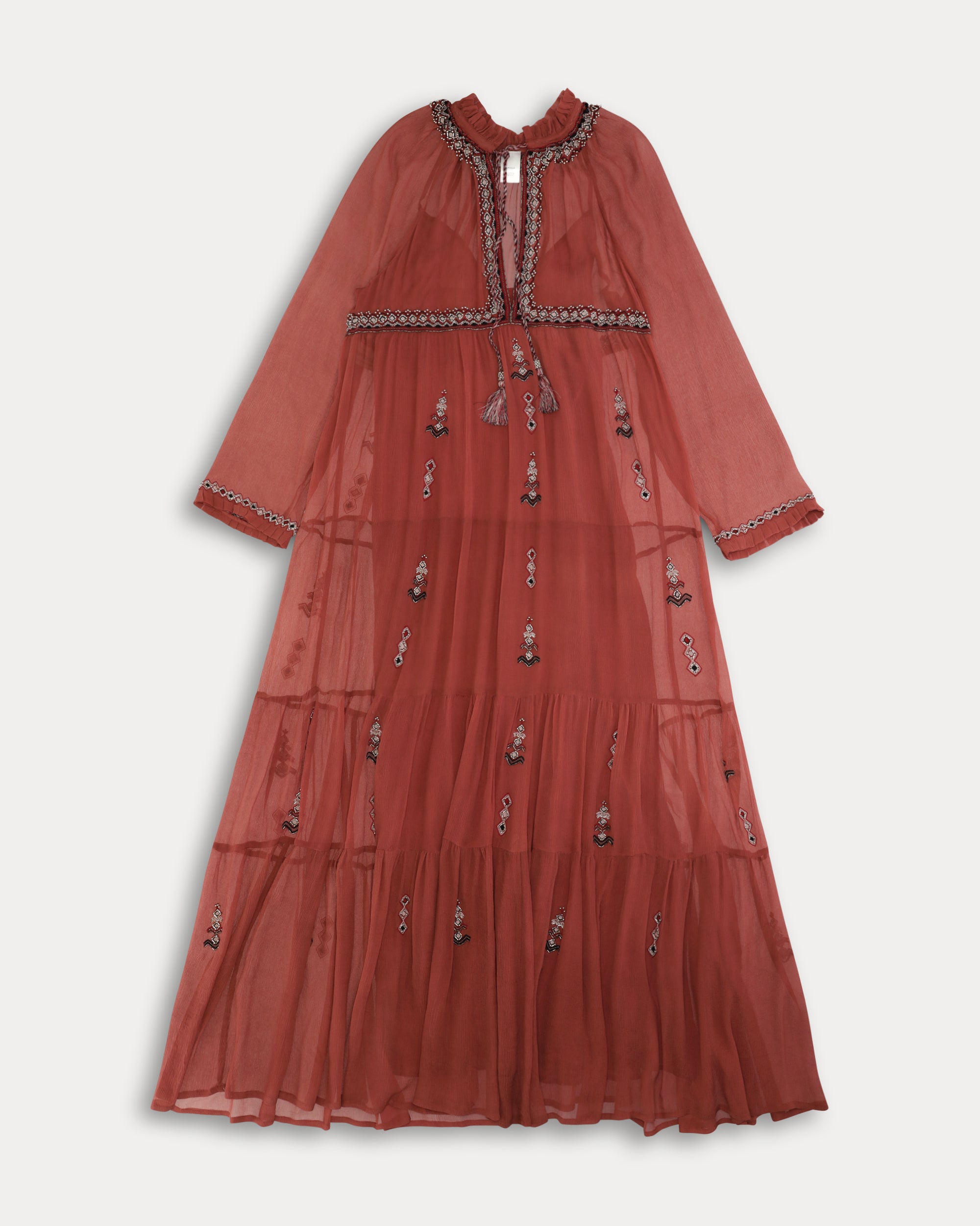 Arsia Embroidered Silk Chiffon Dress