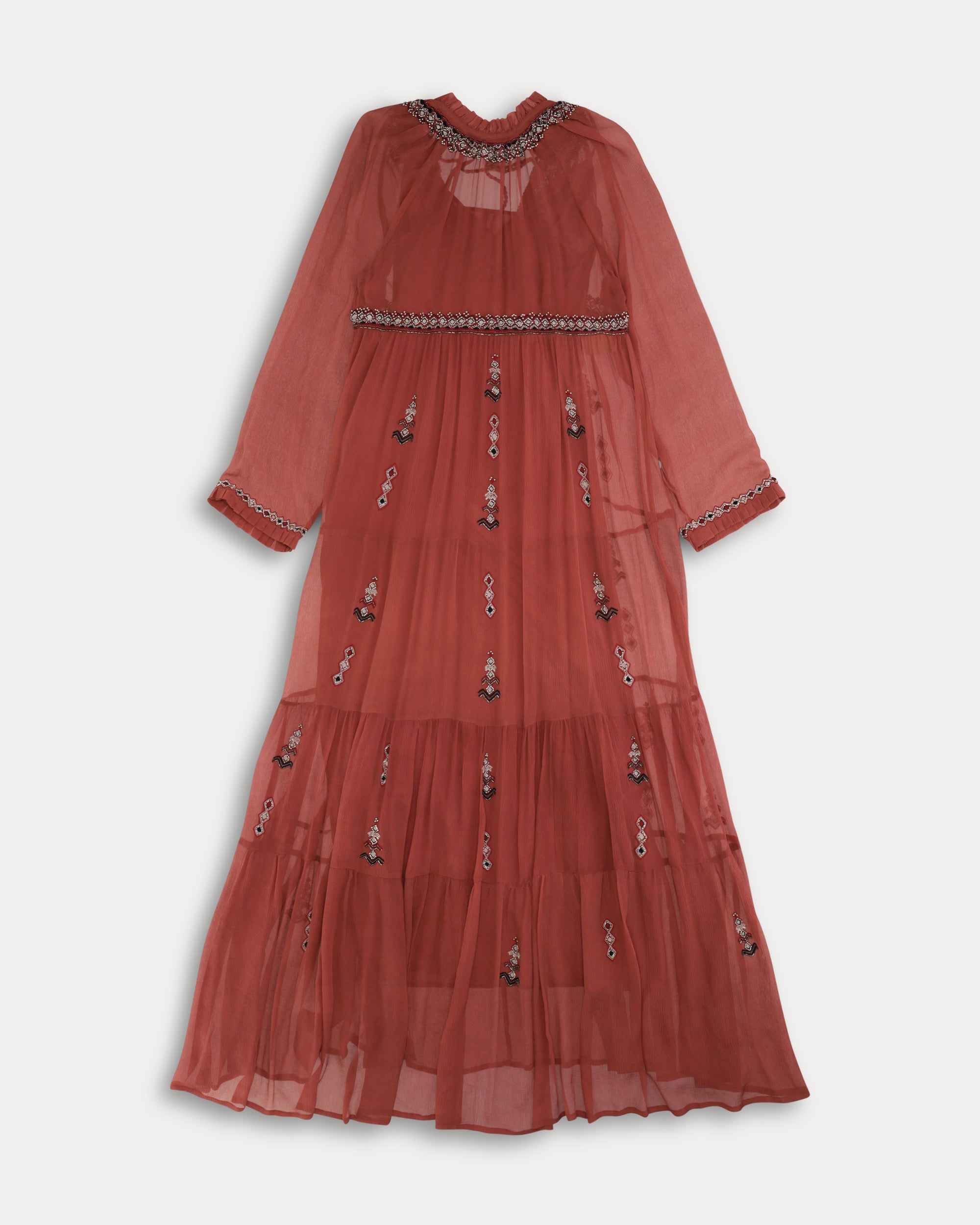 Arsia Embroidered Silk Chiffon Dress