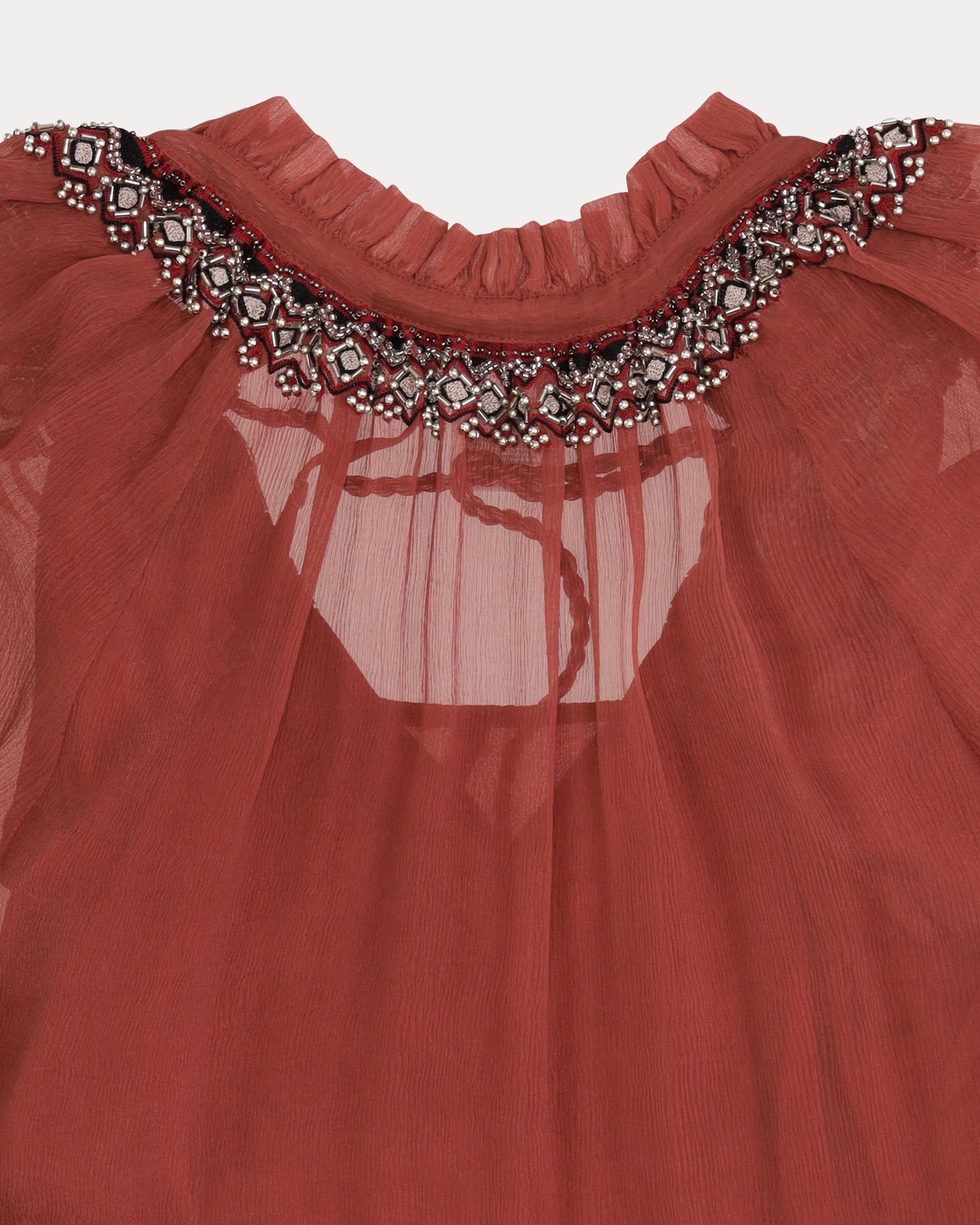 Arsia Embroidered Silk Chiffon Dress