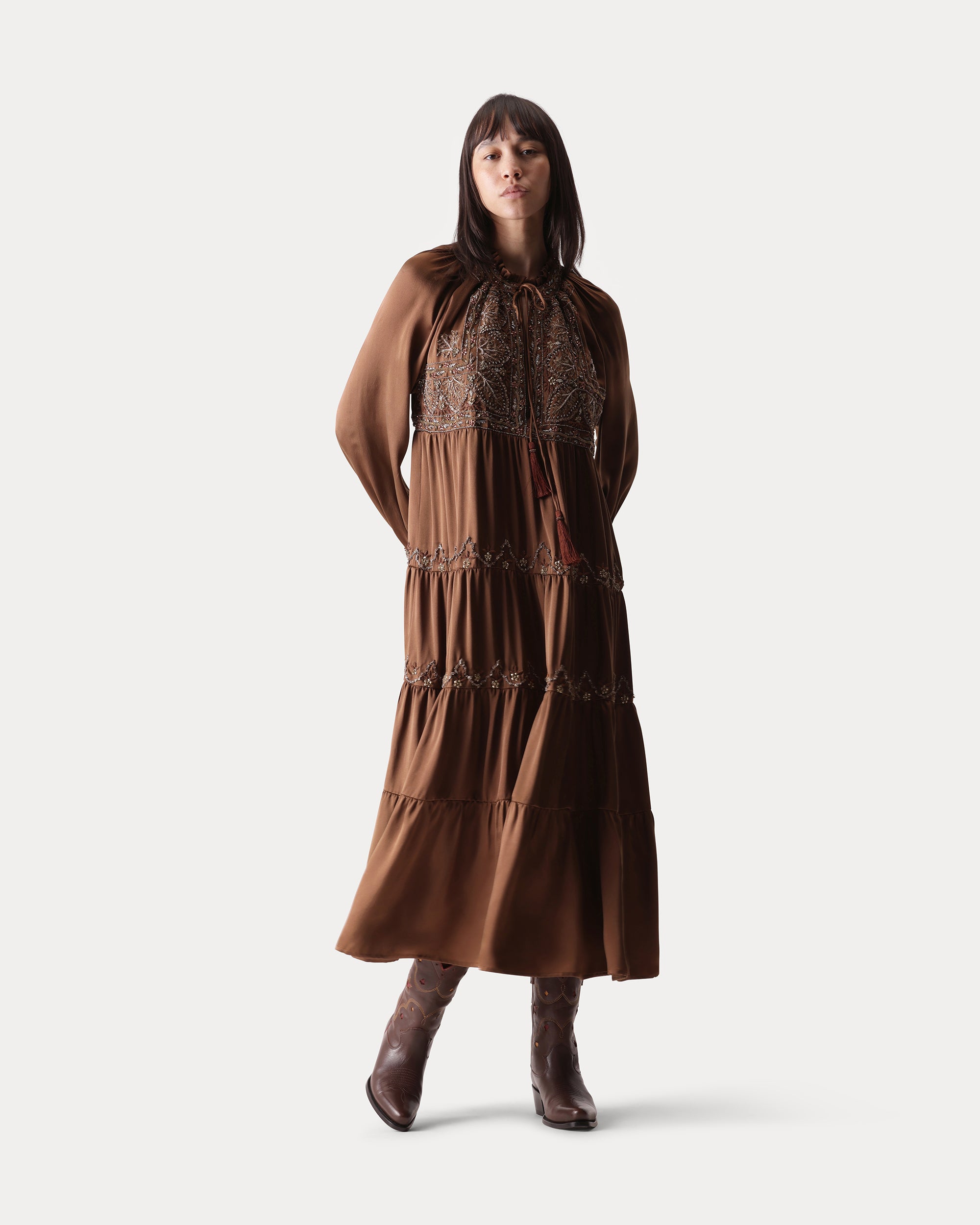 Arsia Embroidered Silk Caftan