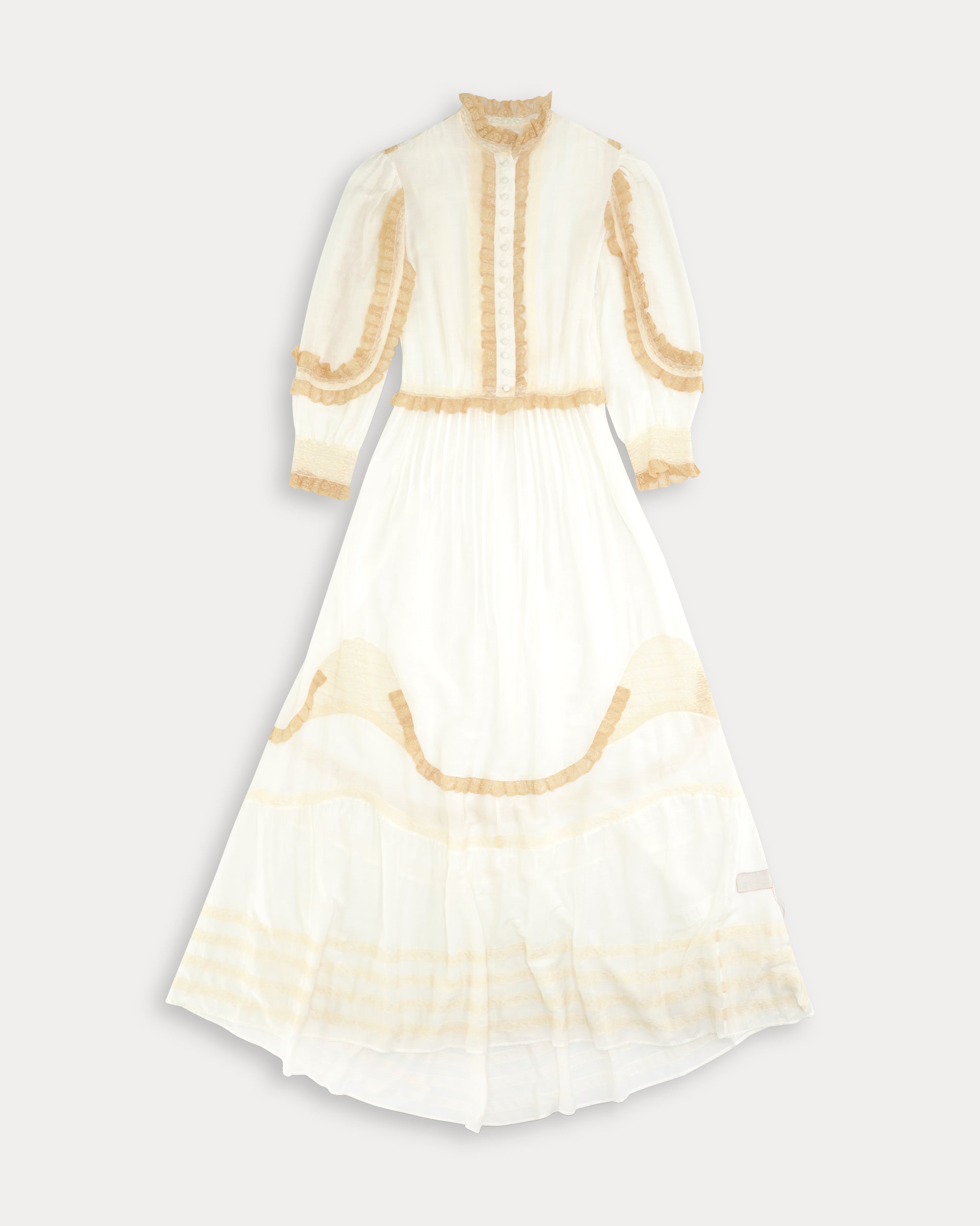 Astrid Abito in Muslin di Cotone e Seta con inserti in Pizzo