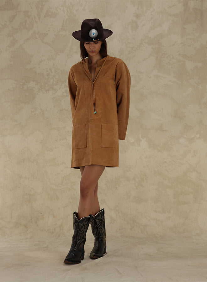 Athena Abito Corto In Pelle Scamosciata