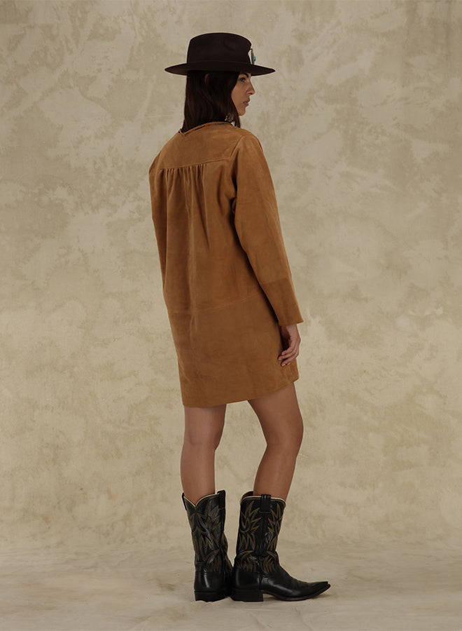 Athena Abito Corto In Pelle Scamosciata