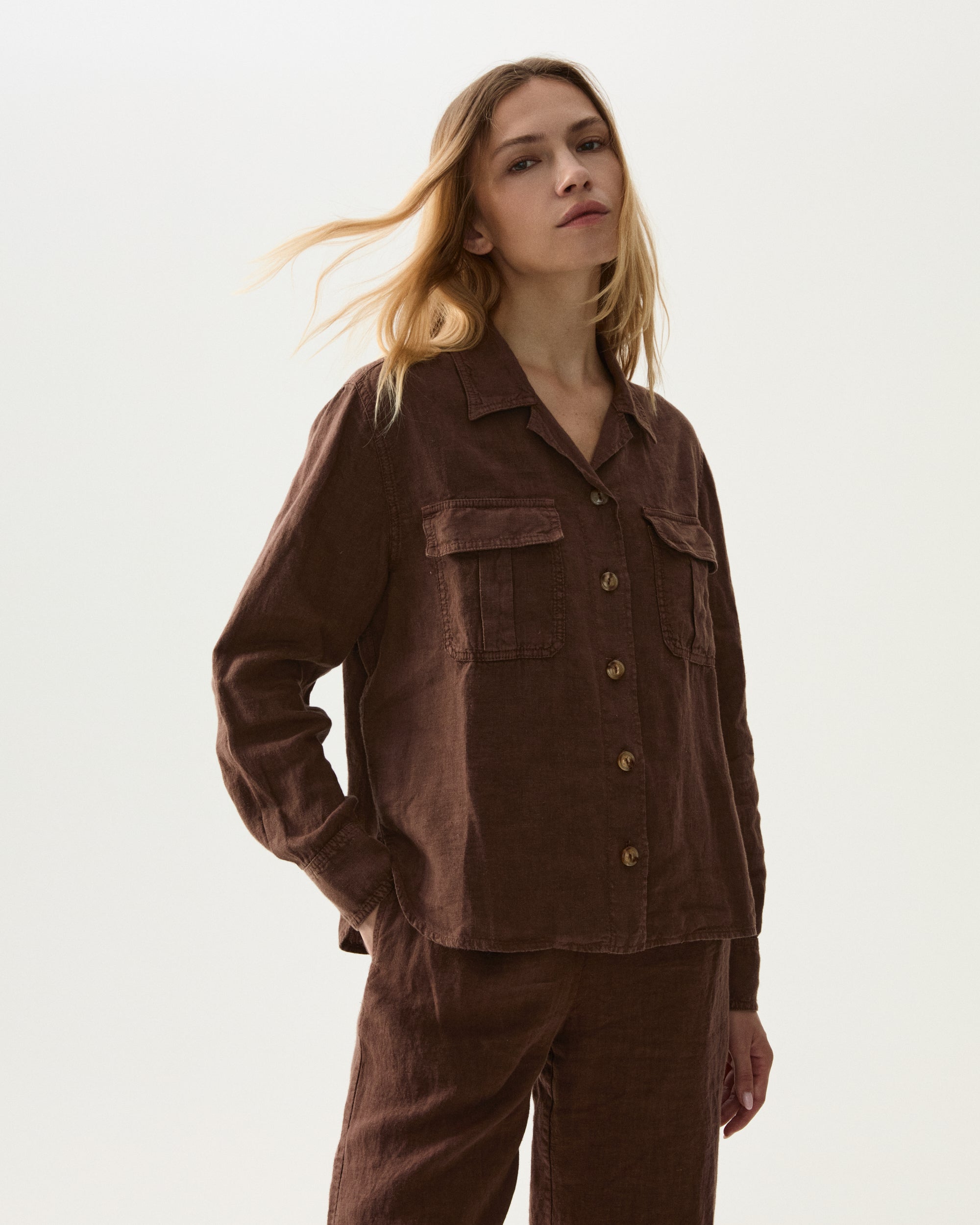 Bonnie Camicia Militare In Lino
