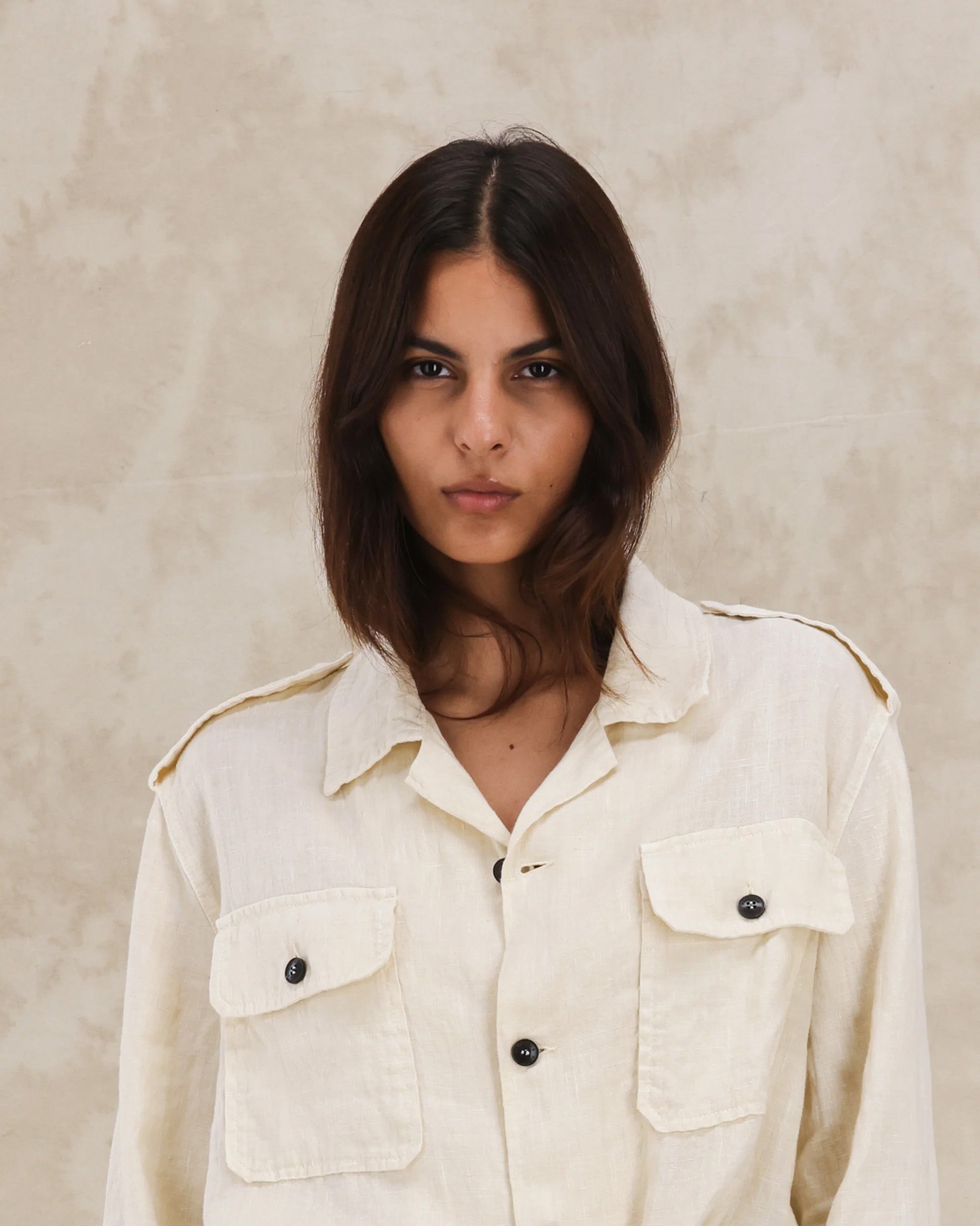Bonnie Camicia Militare In Lino