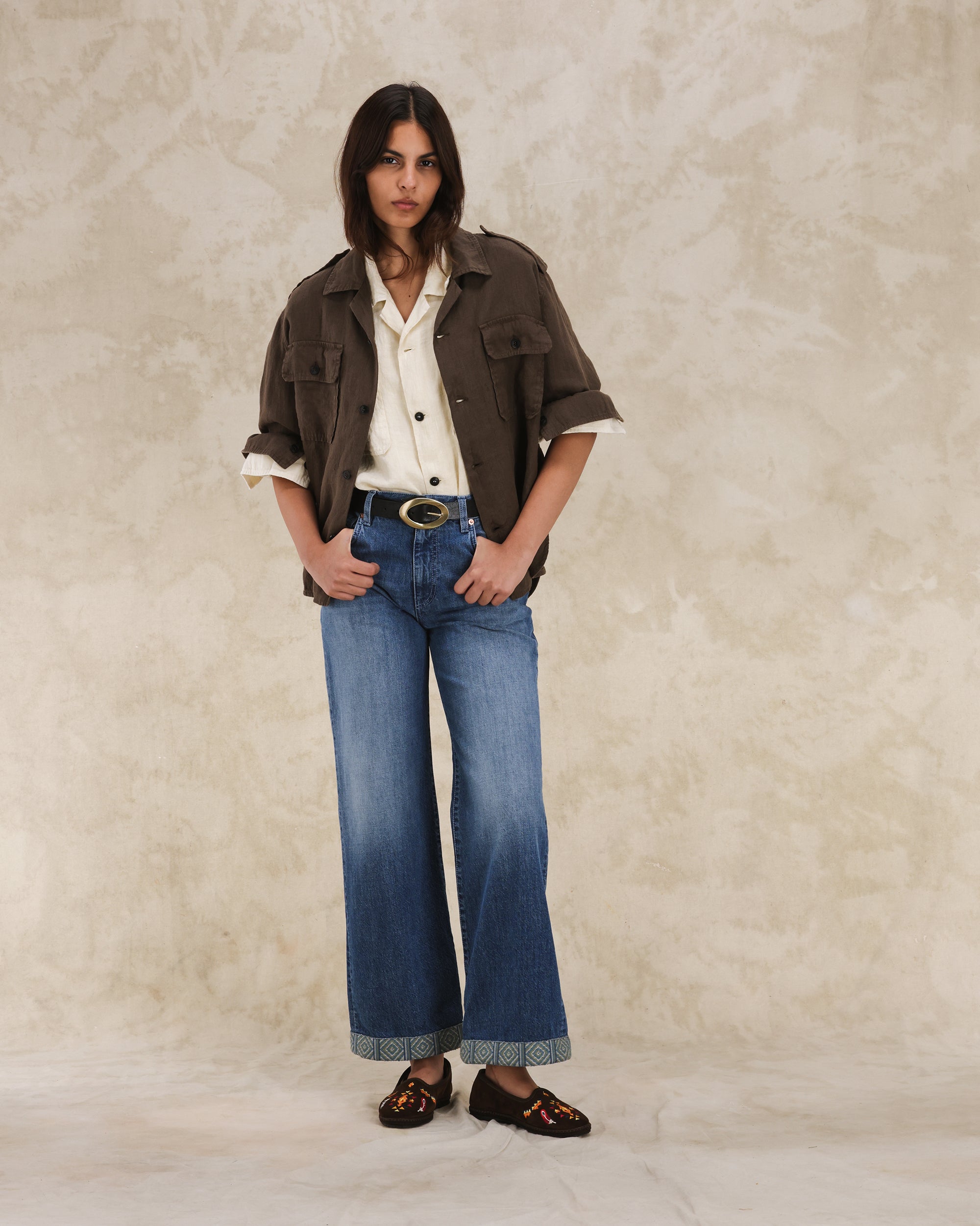 Bonnie Camicia Militare In Lino