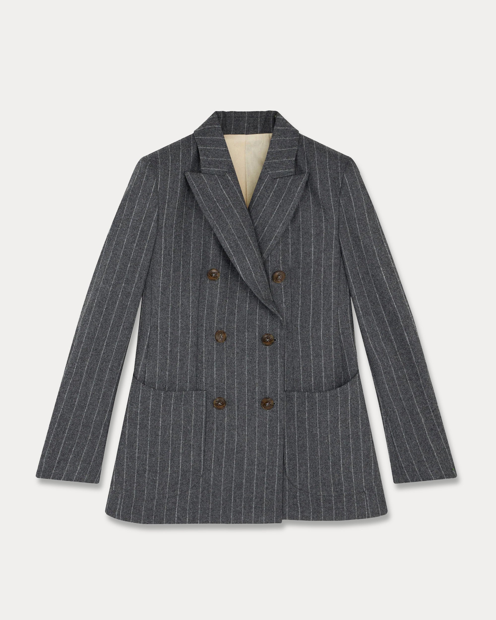 Brandy Pinstripe Double-Breasted Classic Jacket