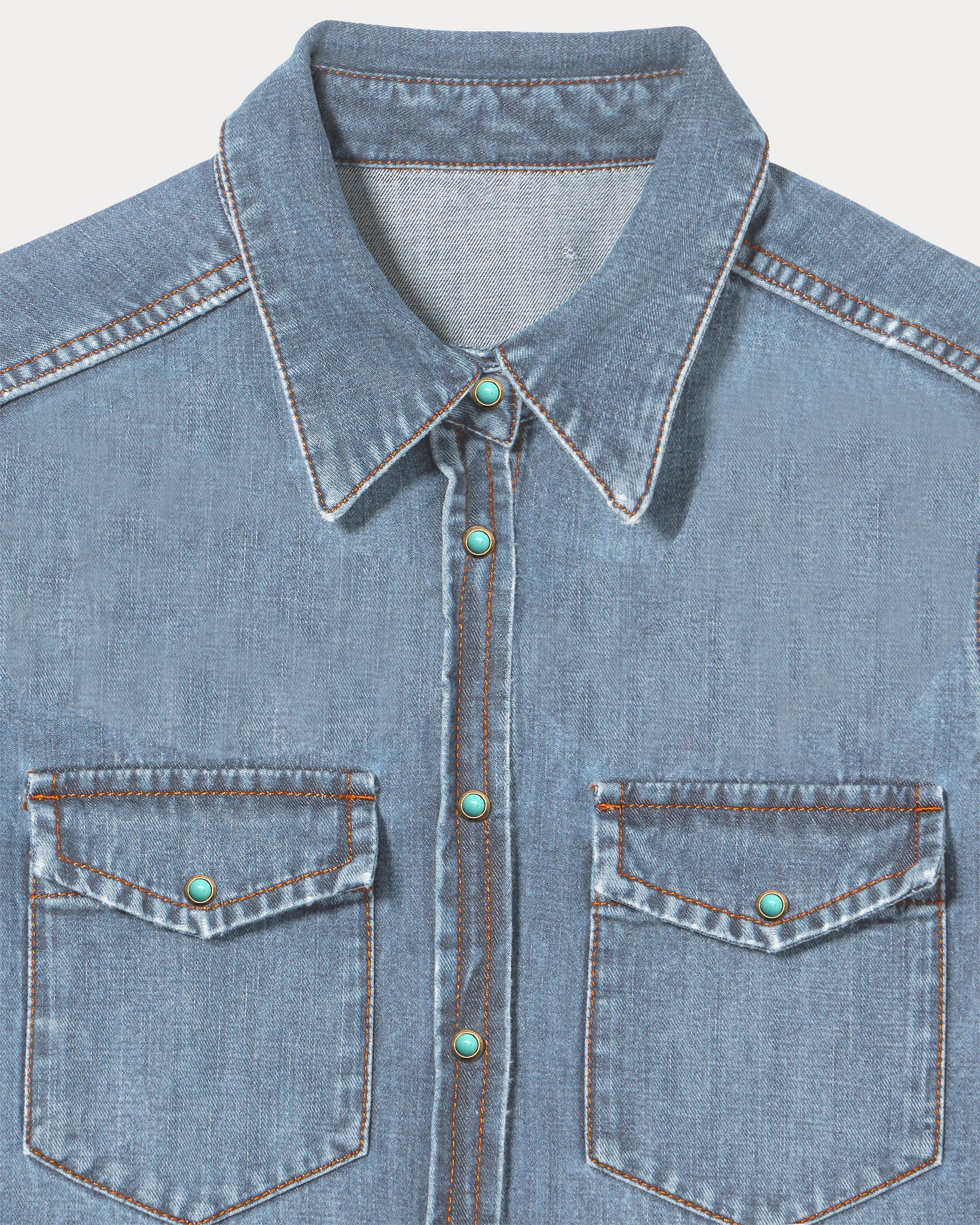 Brigitte Camicia in Denim Slim Fit Bleach Wash