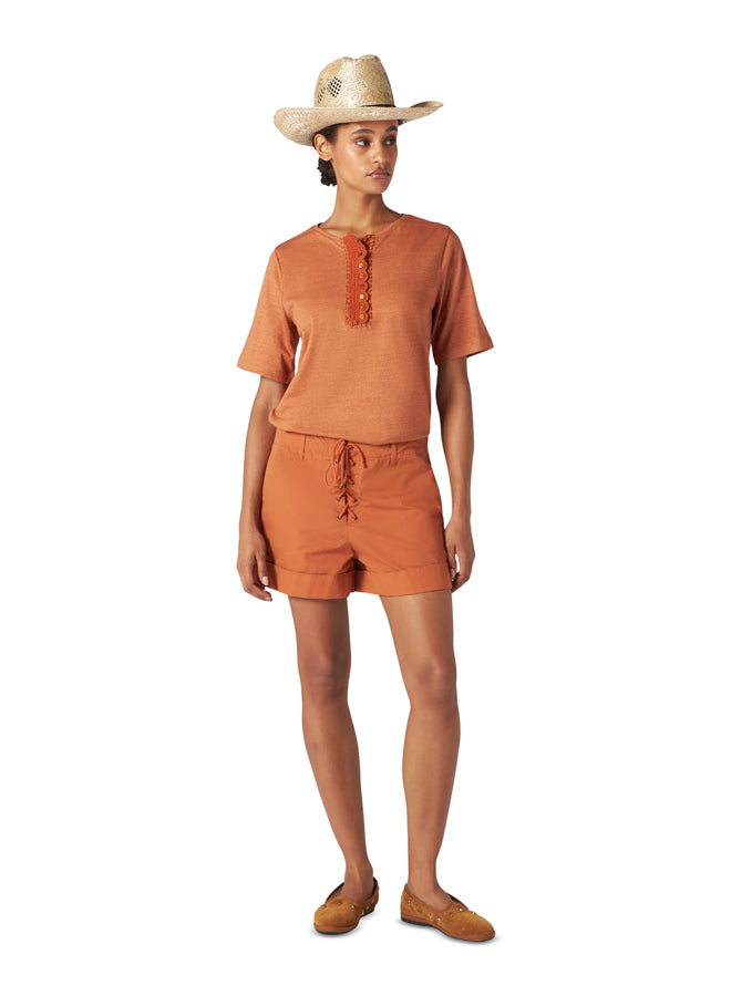 Cherry T-Shirt Serafino Con Crochet