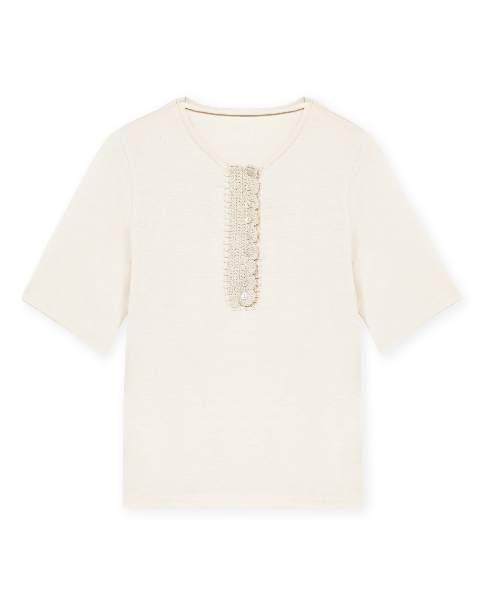 Cherry T-Shirt Serafino Con Crochet