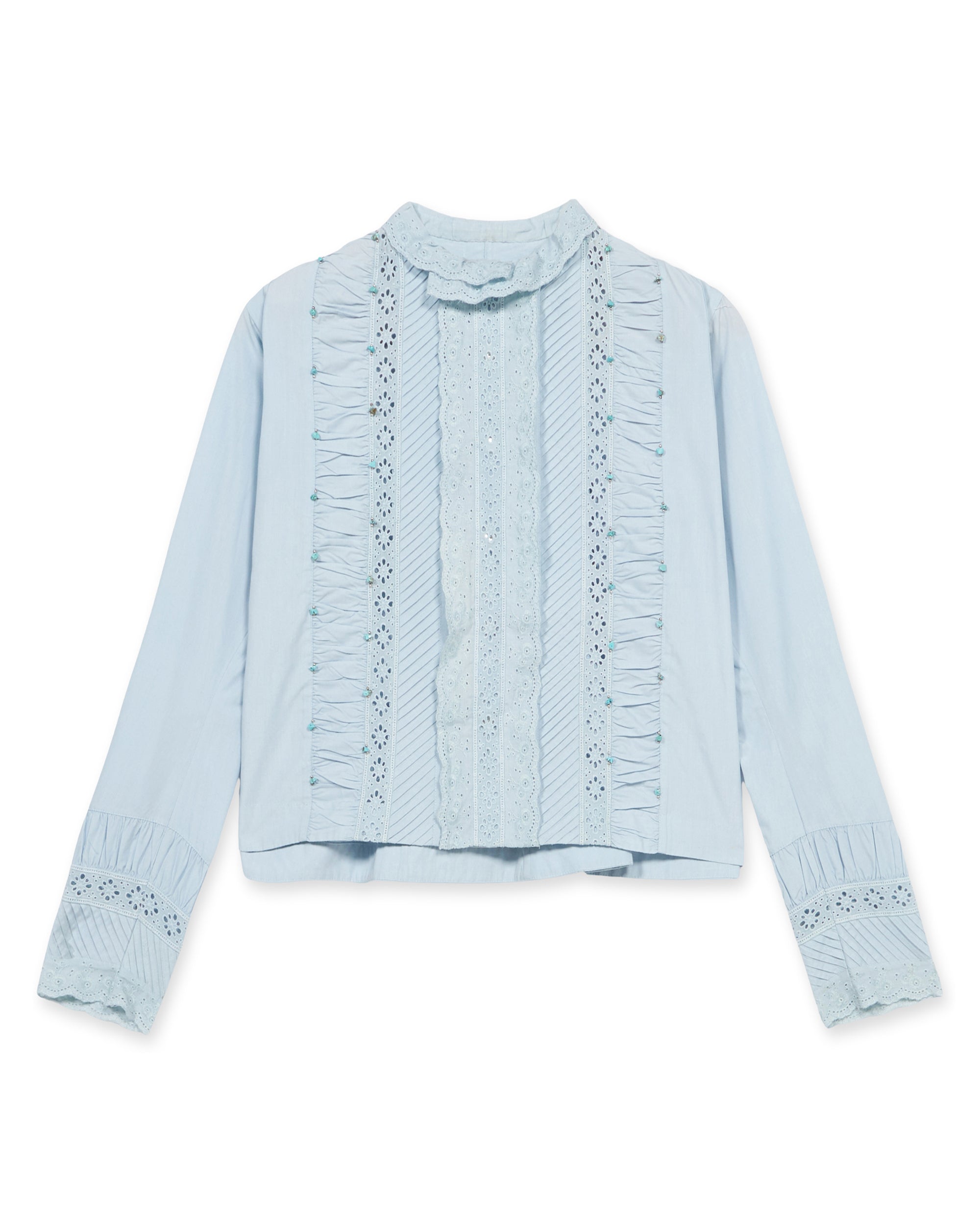 Christy Camicia con Intarsi in Pizzo e Turchesi